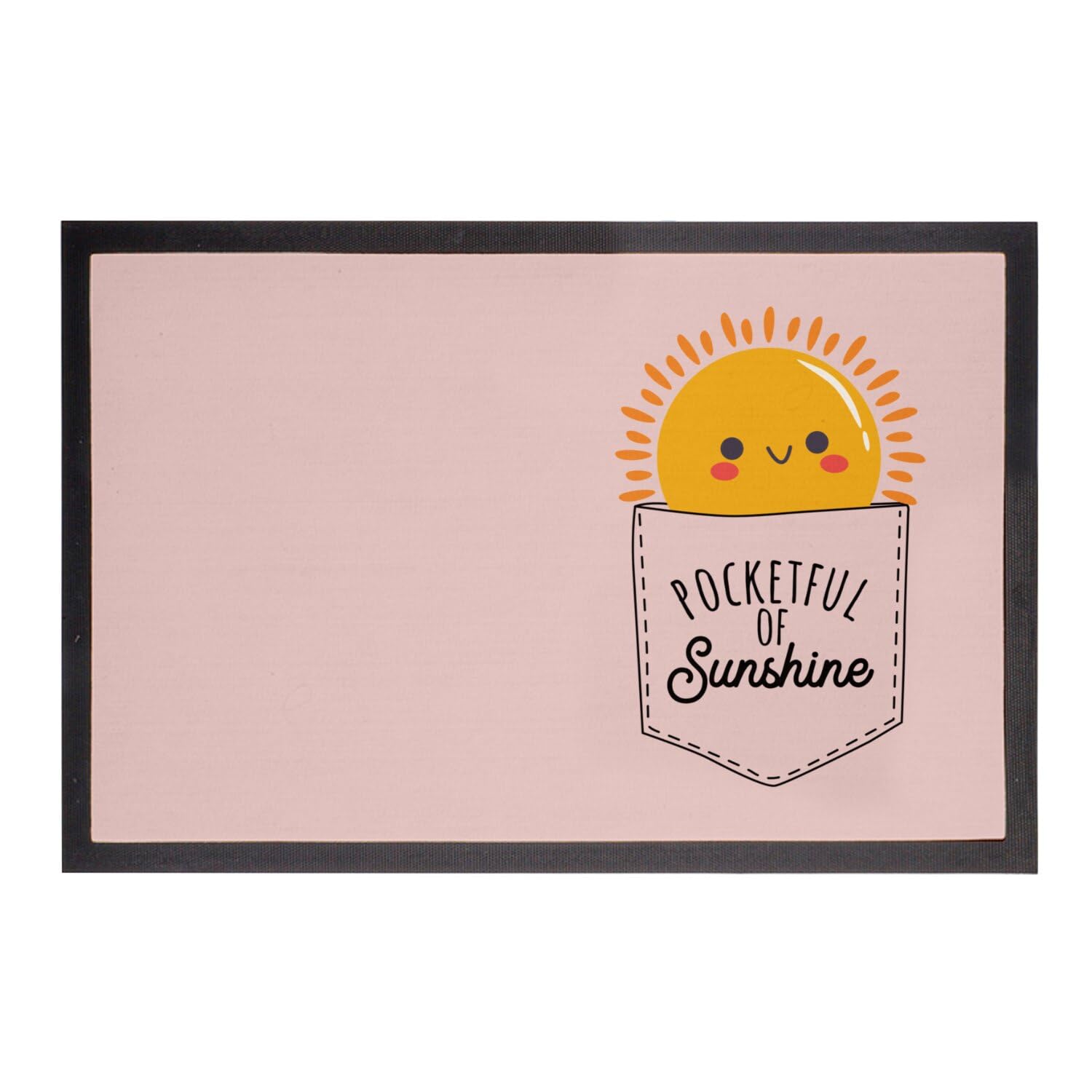 Paillasson rose Fabulous tapis d'entrée motif soleil dessin mignon grand format 75x50cm
