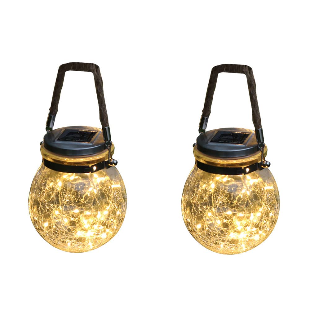 Zestaw 2 wiszących lampionów solarnych, zewnętrznych ozdób choinkowych, solarnych lamp wiszących, do ogrodu, ogrodu, na podwórko, drzewo, kinkiety ścienne