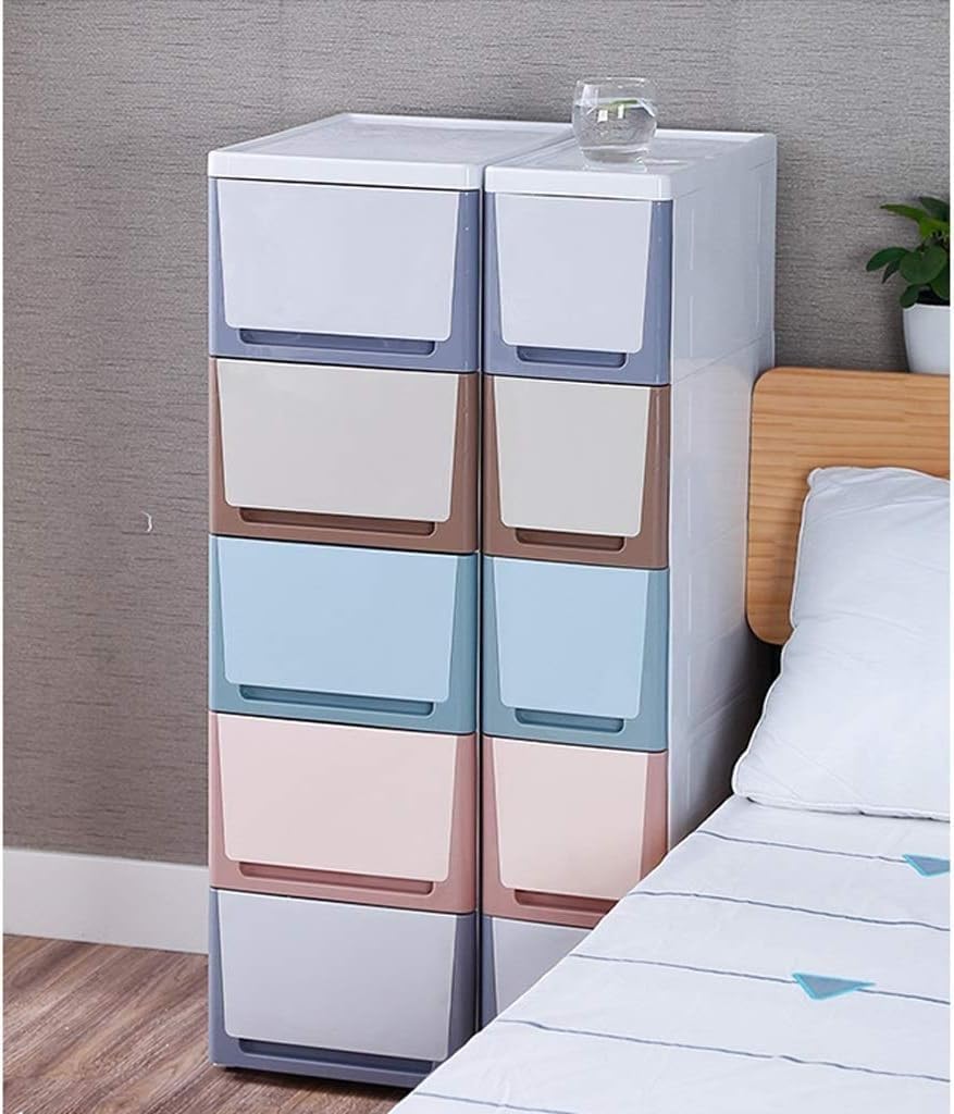 Storage Bins Sleeve Cabinet Drawer, 38cm Gap Narrow Suitable For Bathroom/Kitchen/Living Room/Bedroom/Office(Sea Blue,3 layers)