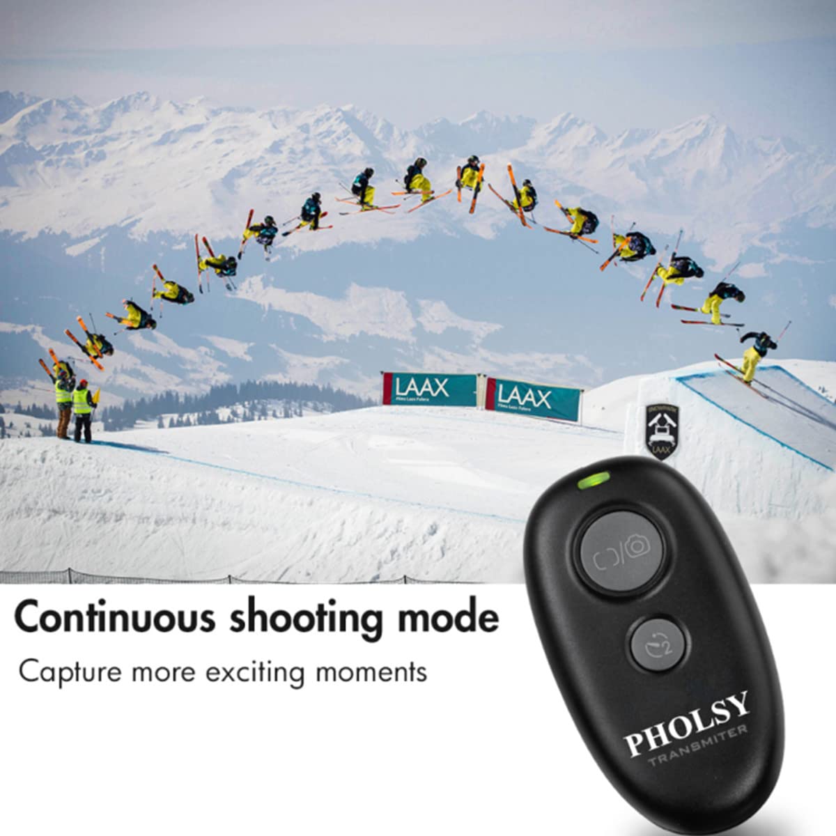 PHOLSY scatto remoto Fotocamere Telecomando Wireless con 2 cavi per Sony Alpha a1 a9 a7M4 a7M3 a7RM2 a7RM3 a6600 a6500 a6400 a6100 RX100M4 HX99 a68 a33 a35 a57 a65 a77 a99 a850