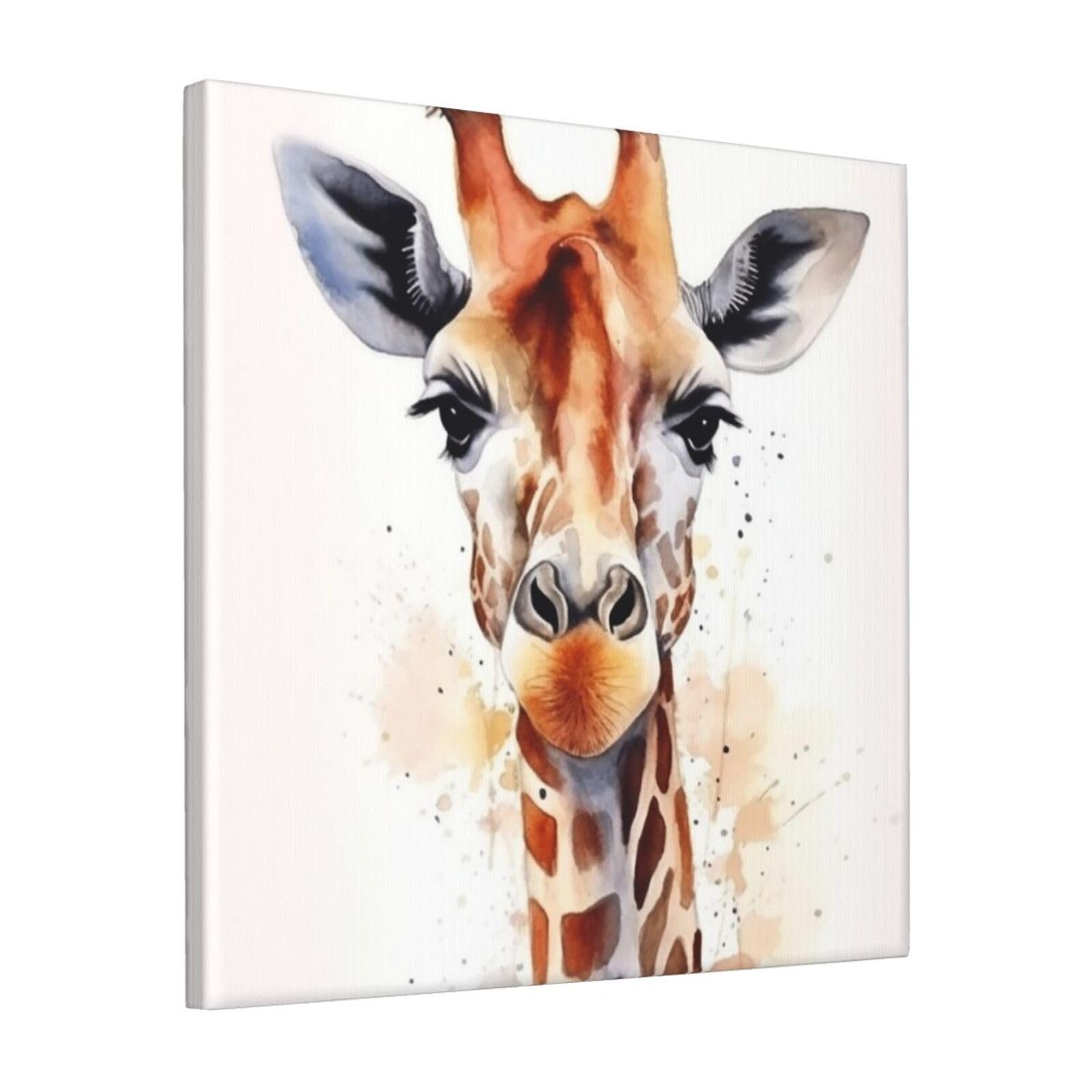 KLOPH Stylish Animal Watercolor Giraffe Canvas Wall Art for Living Room 12"x12" Modern Artwork Painting for Bathroom Hanging Canvas Prints Aesthetic Wallart for Bedroom Kitchen Office Wall Decor