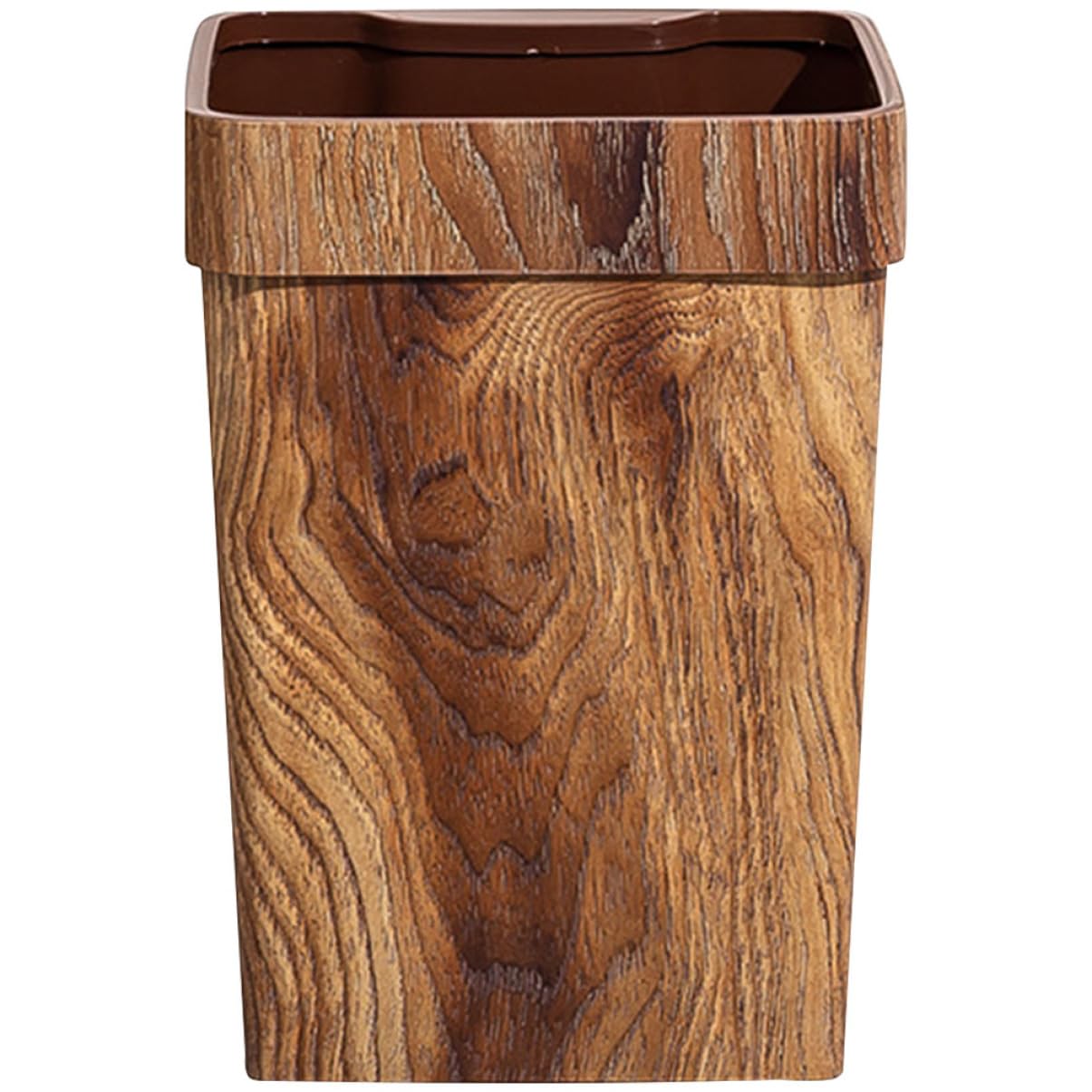 PRETYZOOM Cubo de Basura de Imitación de Madera, 11l, Plástico, Abertura Amplia y Fácil Limpieza, para Baño y Estudio, Color Café