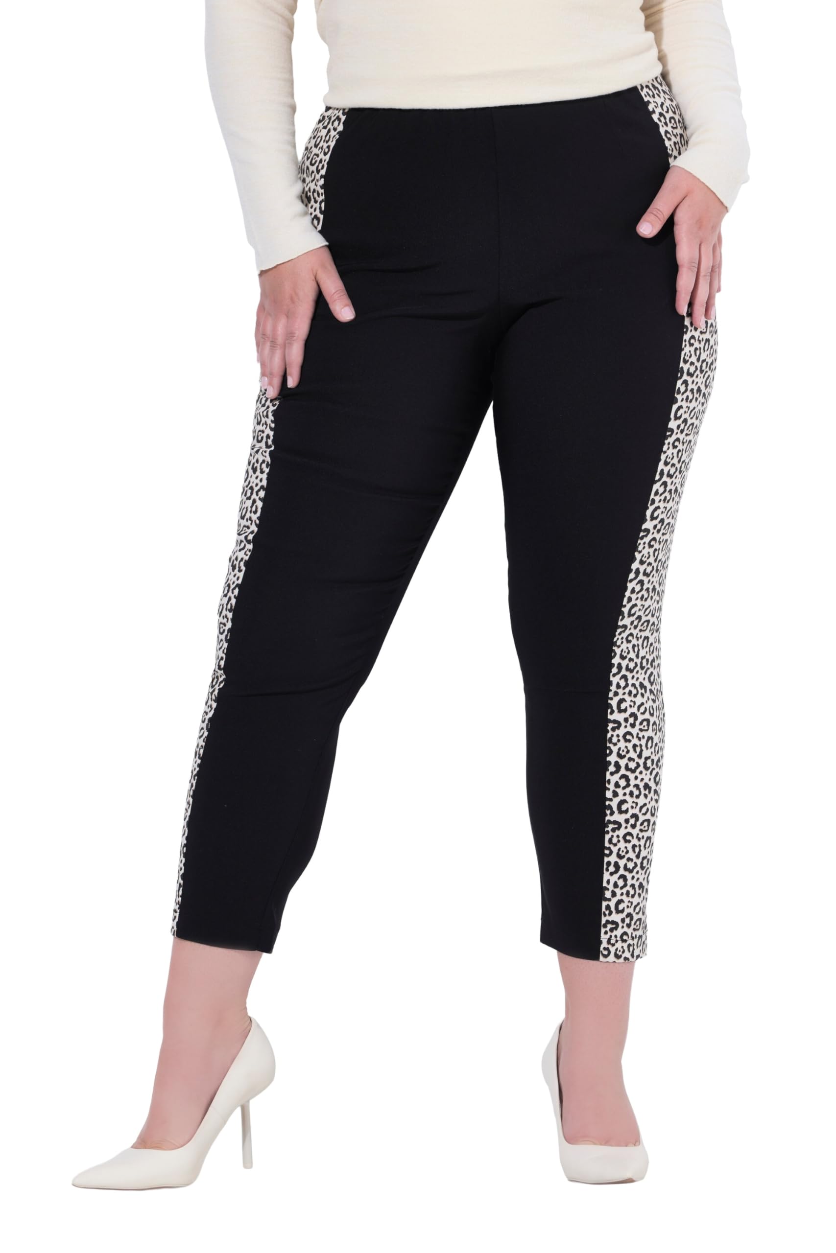 MIAMODA Damen große Größen Übergrößen Plus Size Bengalin-Hose, schmal, seitlicher Leo-Streifen 844277