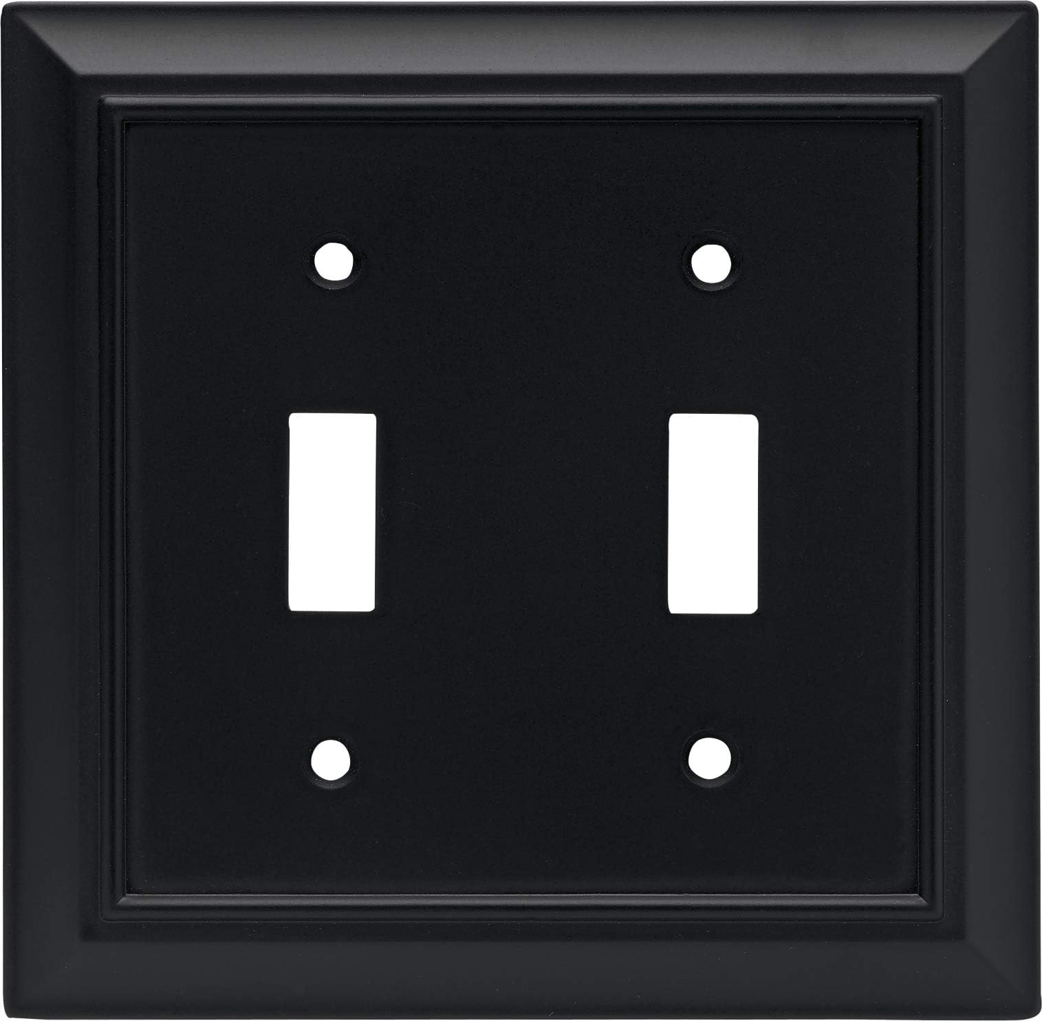 Franklin Brass Architectural (1-Pack) Decorative Light Switch Cover Matte Black 2-Gang Wall Plate Double Toggle Electrical Outlet Guard 64217