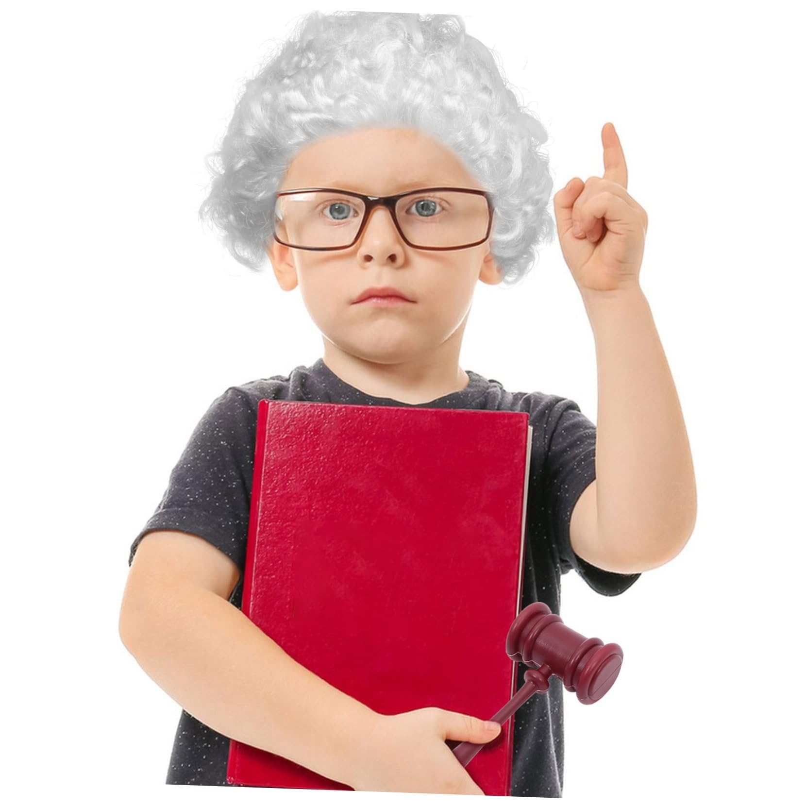 Holibanna Disfraz Infantil de Juez Unisex con Peluca y Martillo para Rol y Fiesta Talla para Accesorios de Cosplay para Desarrollo y Diversión