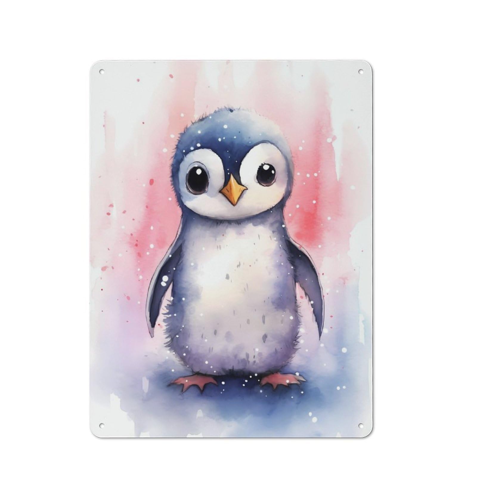 Everyday Penguin Watercolor Metal Gift Sign 40x30cm, Room Wall Plaque for Home, Shop, Pub Or Studio Wall