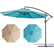 10FT Patio Umbrella, Cantilever Outdoor Umbrella with 360 Rotation & Tilt Adjustment, Offset Patio Umbrella with UV-Resistant Waterproof Canopy for Backyard, Pool, Garden