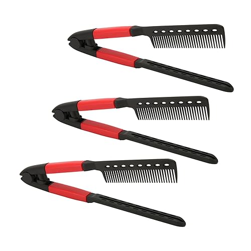 Miniatura 2 de Peine alisador de cabello, 3 piezas portátil multiusos en forma de V peine recto para cabello anudado