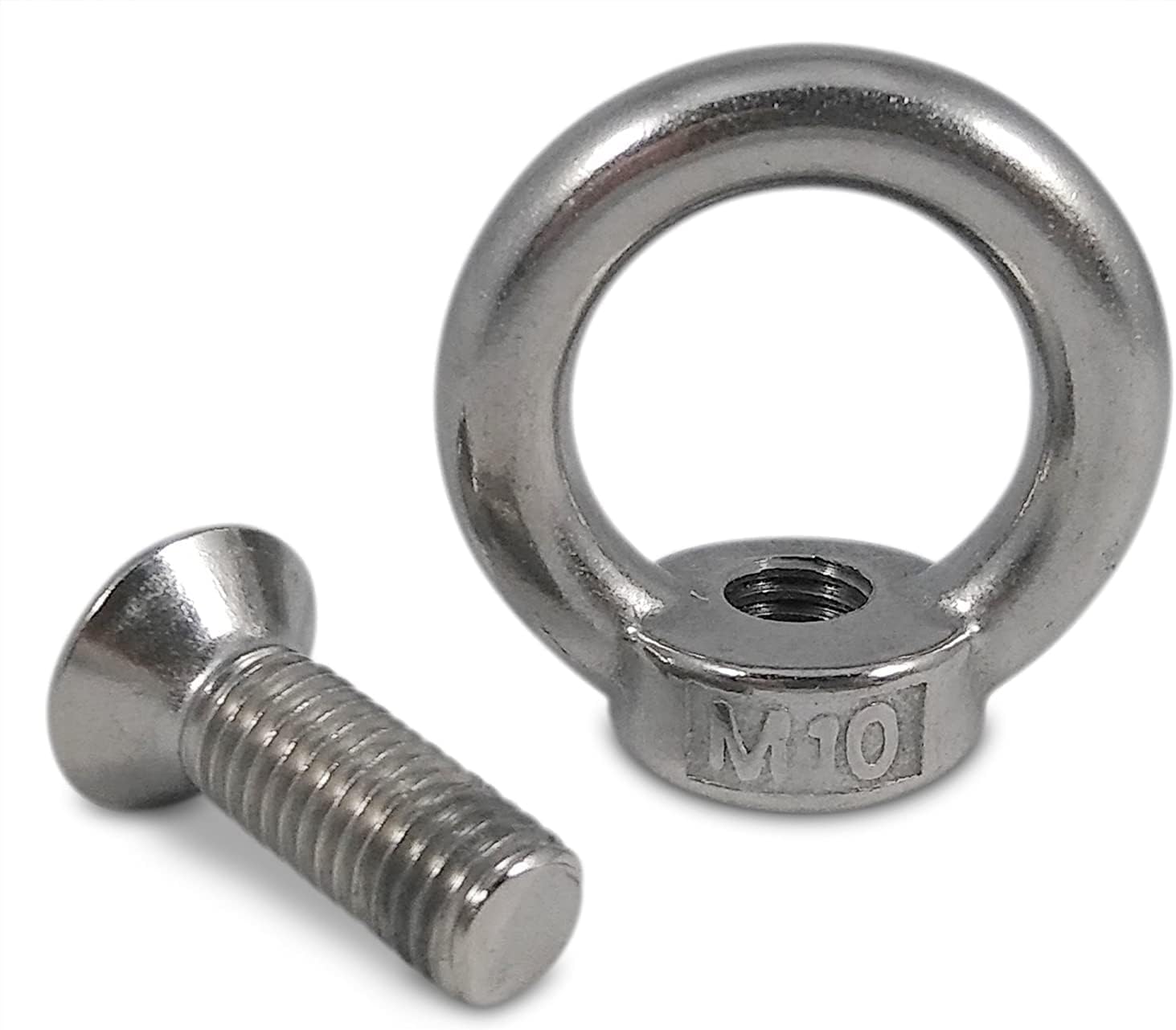 Brute Magnetics Eyebolt with Screw, M10 Stainless Steel Threaded Ring, Countersunk Screw Fishing Magnets Accessories, Heavy Duty Eyebolt for Magnet Fishing, Industrial Strength
