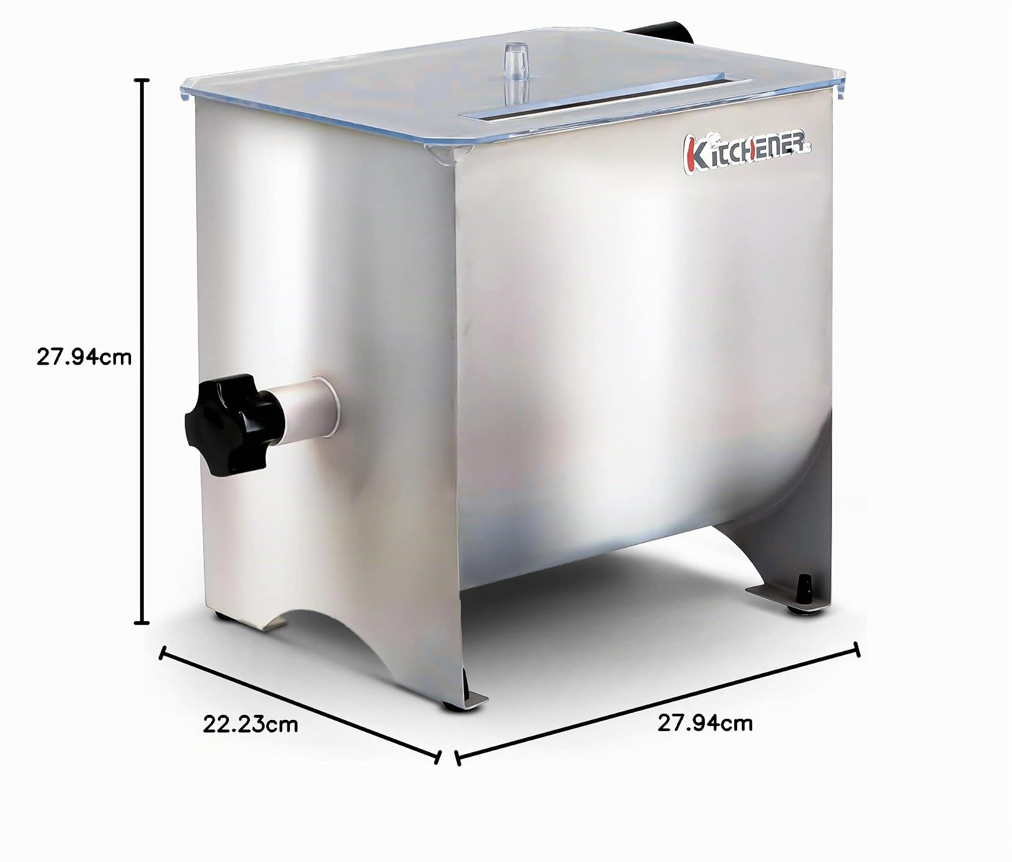 Kitchener heavy duty commercial grade manovella in acciaio inox mixer carne manual | Acciaio inox alimentare Heavy Duty; 4 pale rimovibili e coperchio trasparente, ideale per insaccati e carne condita