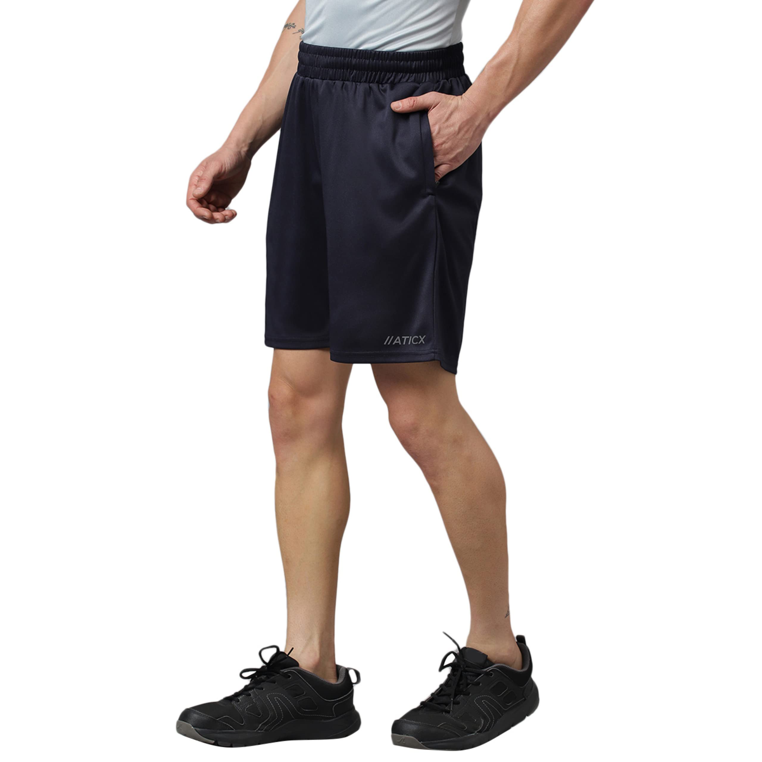 ATICX Men’s Regular Fit Polyester Shorts - Quick Dry for Basketball, Badminton, Gym. Running, Sports