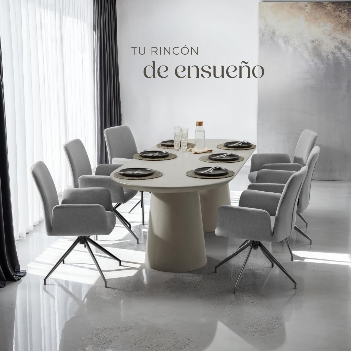 tectake® Silla Comedor Nordica Acolchada con Reposabrazos, Sillas Giratorias, Sillas Cocina Moderna, Silla Salon Comedor, Butaca Dormitorio, Muebles Salon Modernos, Rotación 360 ° - Set de 2 Antracita