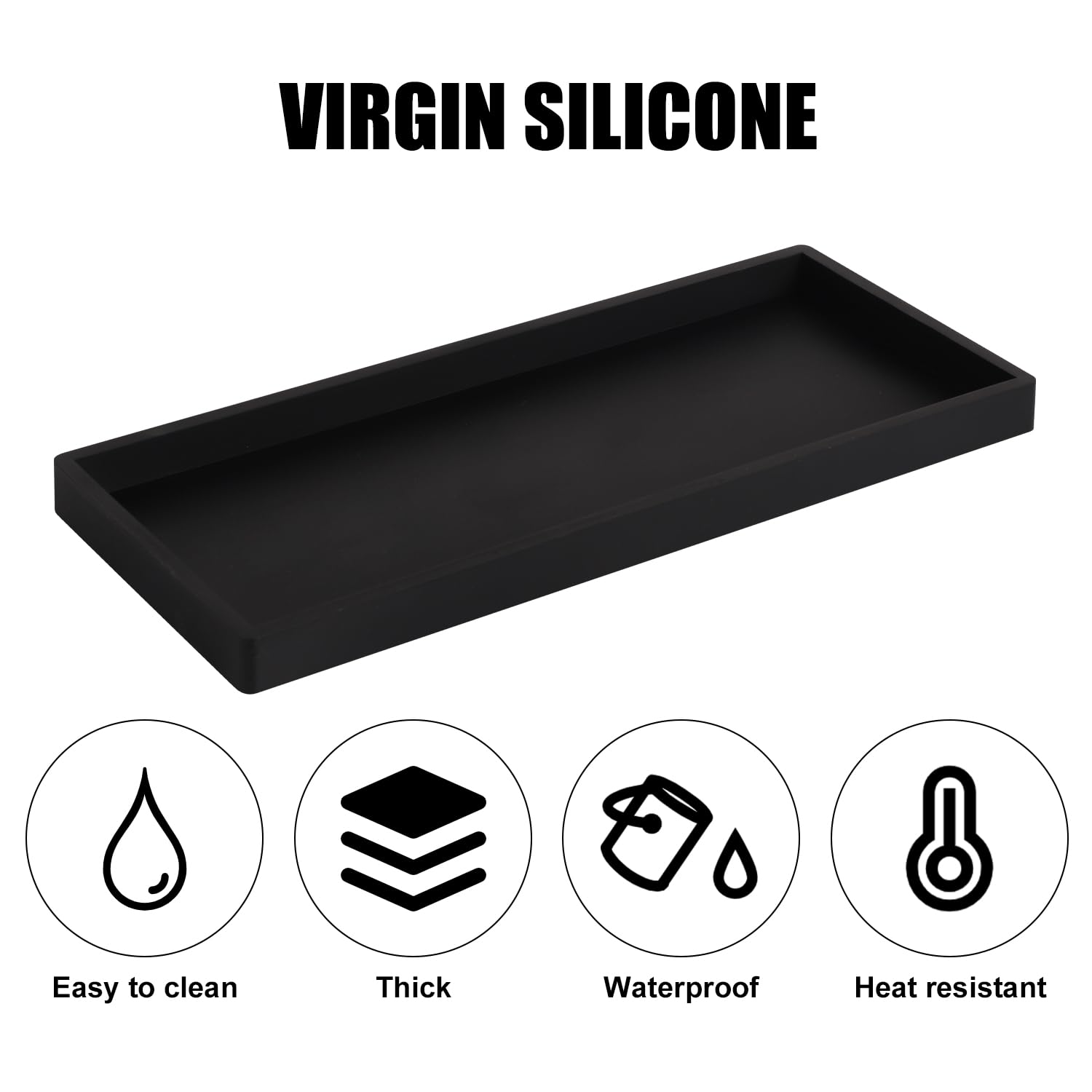 2 Vassoi Da Bagno In Silicone Nero 20x10 Cm - Portaoggetti Per Vanità, Vasca E Cucina | Antiscivolo E Facili Da Pulire - Foto 4