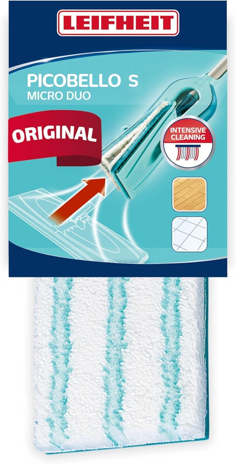 Leifheit White Picobello S Mop Replacement Pad - Micro Duo Micro Fibre, 27 Cm Wide, For Picobello Mop, Picobello Replacement Head
