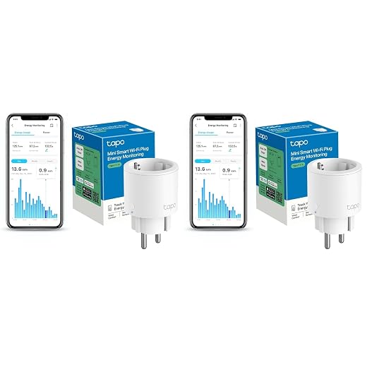 TP-Link Tapo P115 Mini Wi-Fi Smart Plug with Energy Monitoring, Schedule On/Off, Energy Saving, Compatible with Alexa and Google Home, White (Pack of 2)