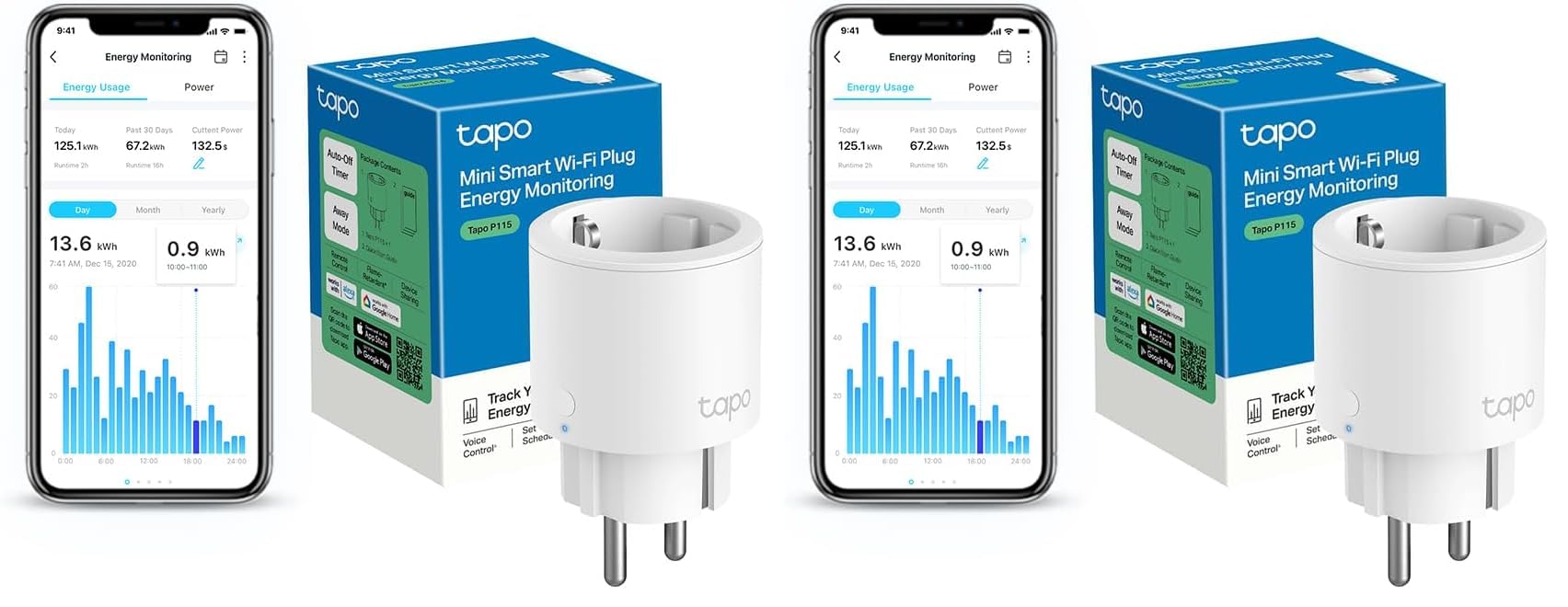 Tapo P115 Presa Intelligente WiFi Smart Plug, Presa Mini Smart Wi-Fi, Monitoraggio Energetico, Controllo Vocale, Compatibile con Alexa e Google Home, Controllo Remoto Tramite APP Tapo