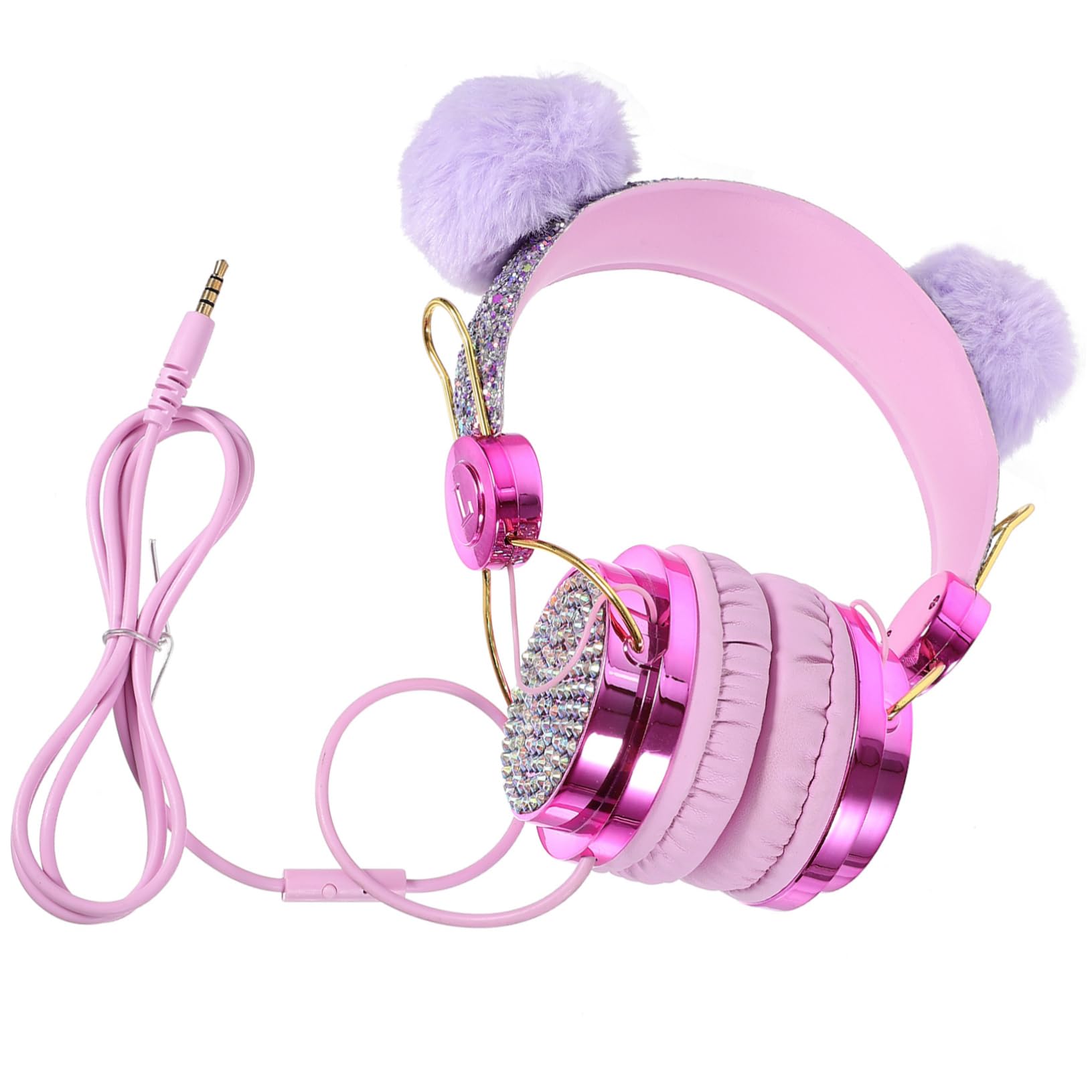Uonlytech 3piezas Auriculares Infantiles De Peluche Control De Volumen Auriculares Estéreo Adorables para Música para Escuela y Viaje Diseño De Orejas De Animales Color Aleatorio