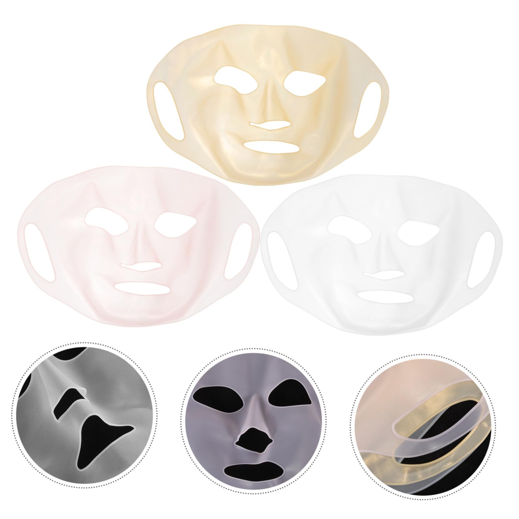 5 Set Maschere Visage Silicone Riutilizzabili Copertura Idratante Per Bellezza E Comfort Per Uso E Trattamenti Bellezza 3 Pezzi * 5