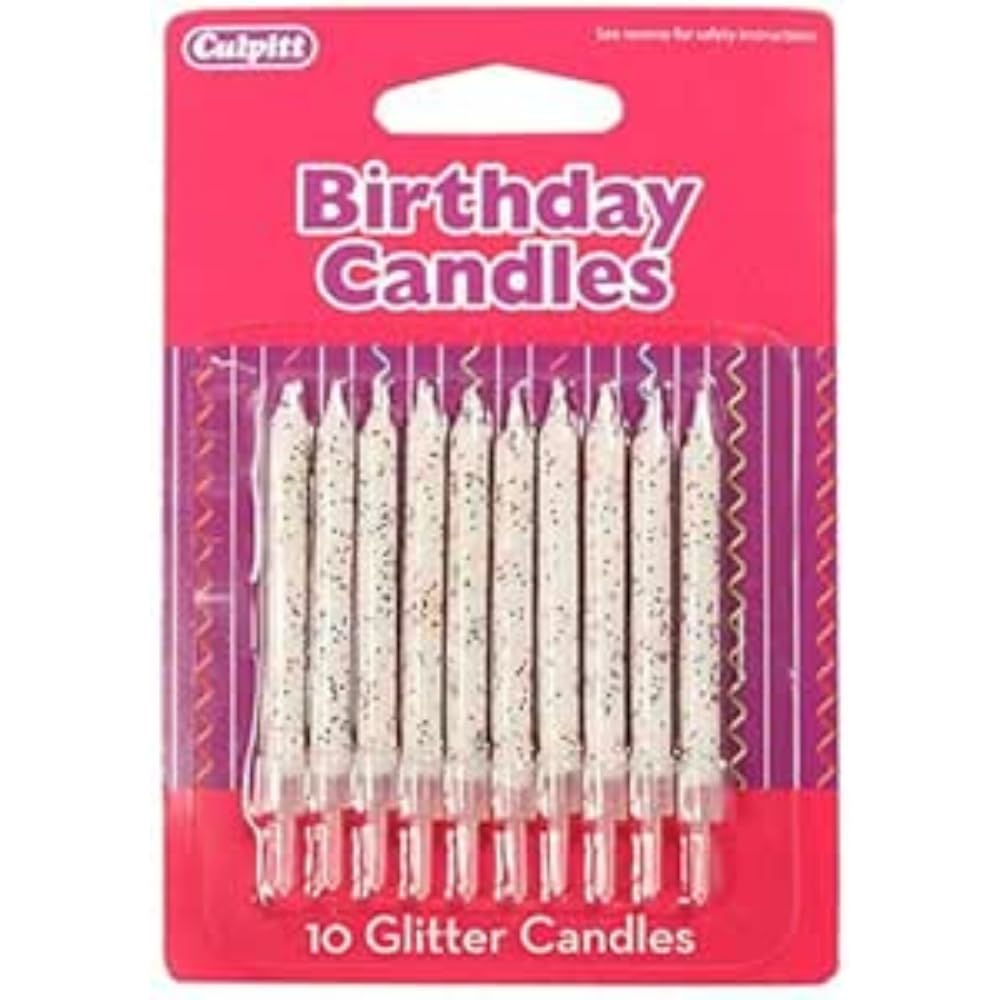 Culpitt White Glitter Candles X 10