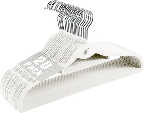 Miniatura 10 de Perchas de terciopelo para ropa, delgadas, apilables, antideslizantes, color beige, para ahorrar espacio, perchas resistentes para adultos con