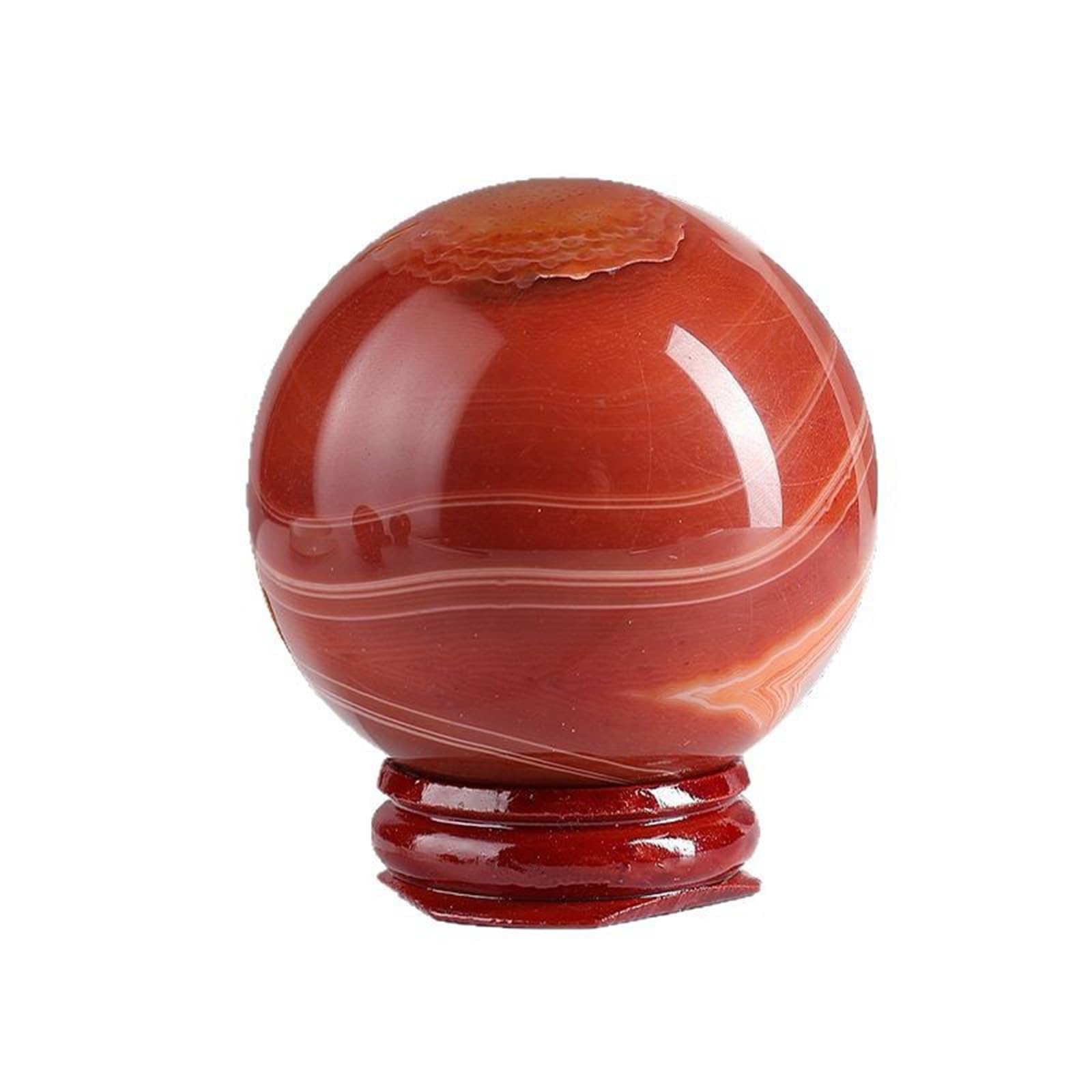 Boule de cristal d'agate rouge naturelle contre le stress ambiant avec son support de table