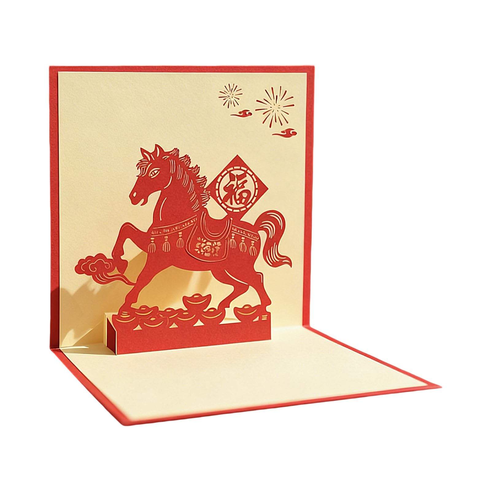 SHINLHUA Festival Greeting Card Paper Carving Horse Chinese New Year Card for Chinese Spring Festival Gift Giving New Year Cards Funny