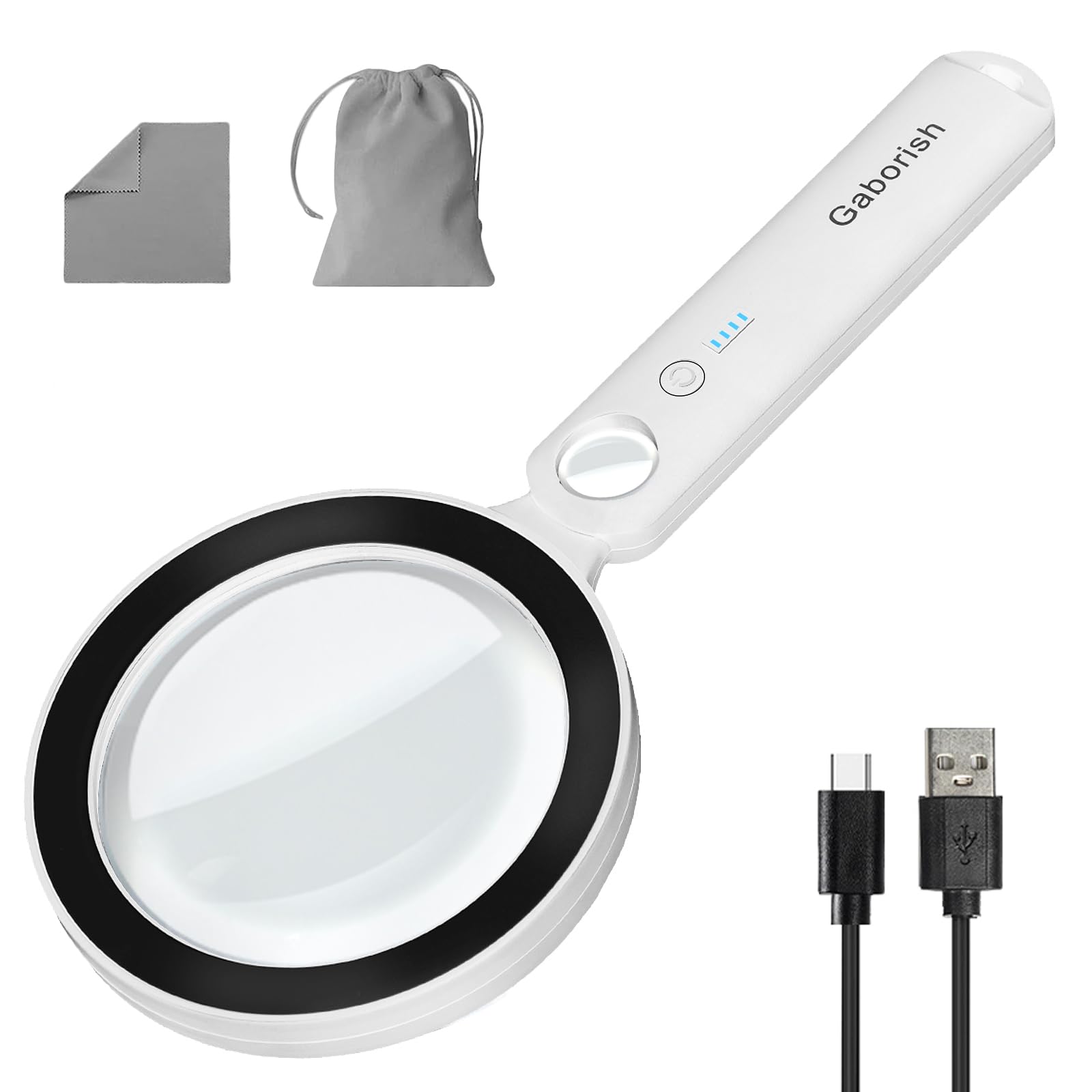 GABORISH Large Magnifying Glass with Light, 10X 30X Magnifying Glasses for Reading with 36 LED & 5 Modes