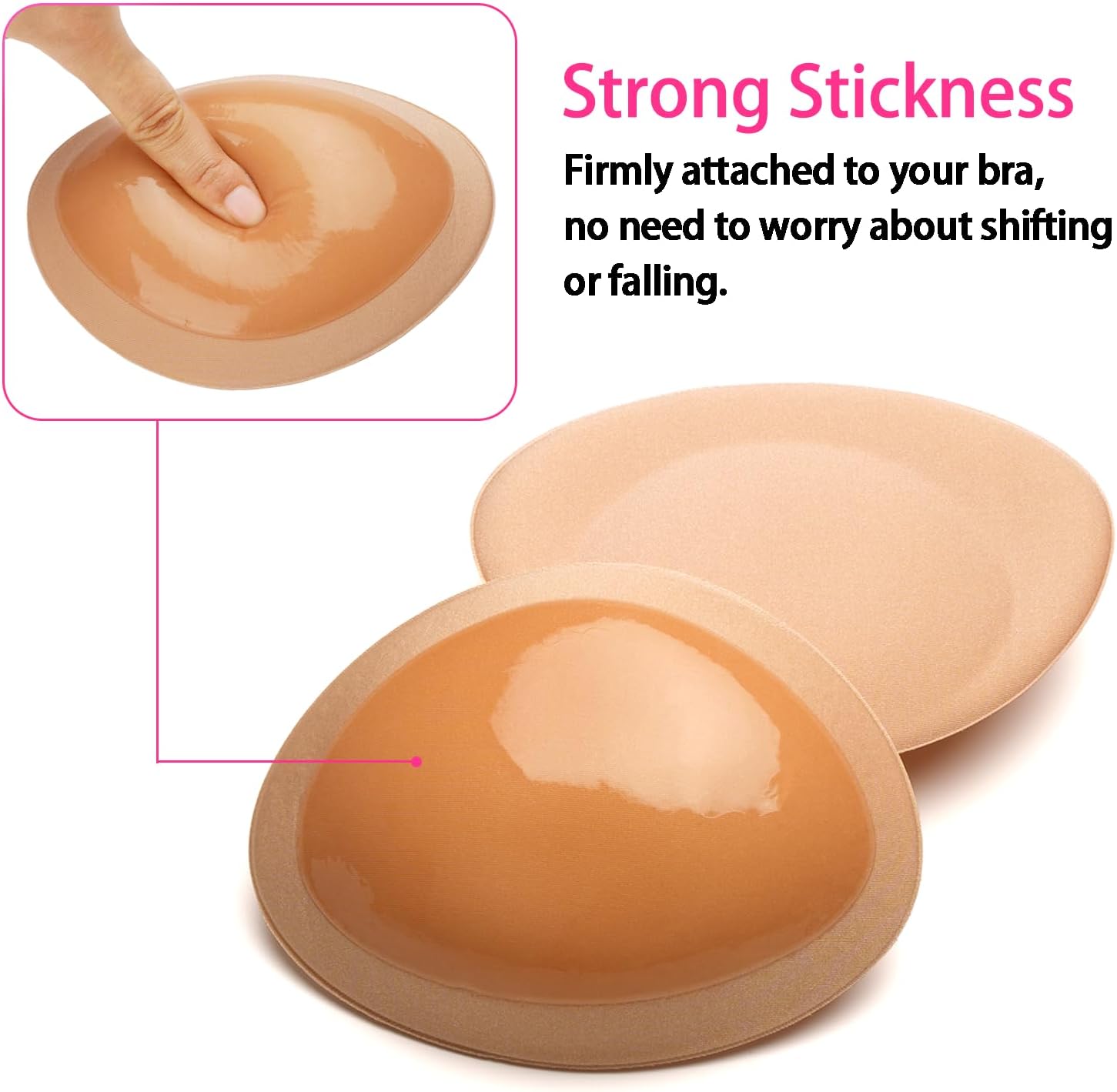 Single-Sided Sticky Bra Inserts, Soft Lightweight Adhesive Bra Pads Push up Bikini Padding Reusable Washable Breast Enhancer - Image 2
