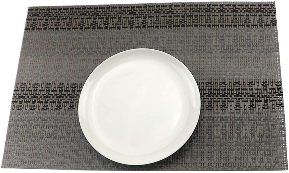 4 Pieces/Set PVC Plastic Placemats for Anti-hot Insulation Dining Table Runner Linens Place Mat Kitchen Cup Wine Mat (Color : Gray)