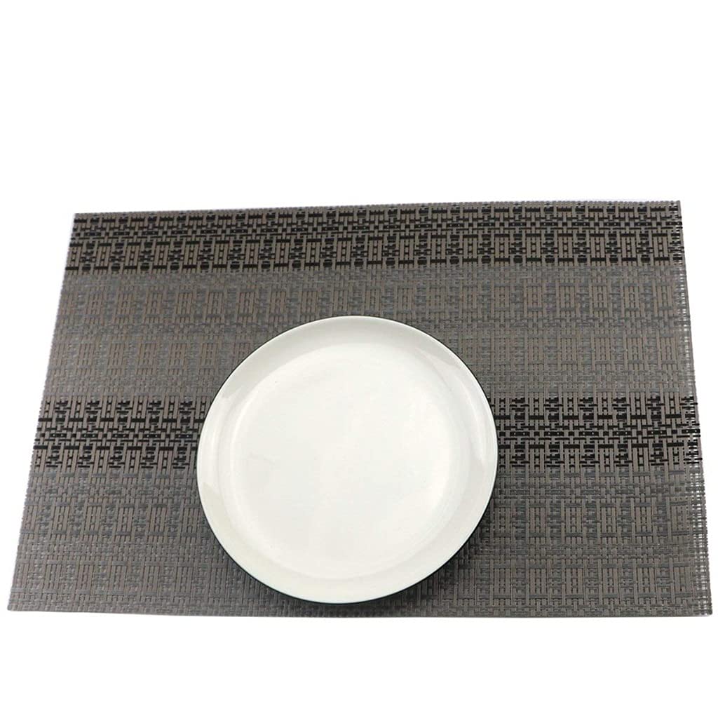 4 Piezas/Juego Manteles Individuales de plástico PVC para Aislamiento Anti-Caliente Camino de Mesa de Comedor Ropa de Cama Mantel Individual Copa de Cocina Estera de Vino (Color : Gray) HGCHH