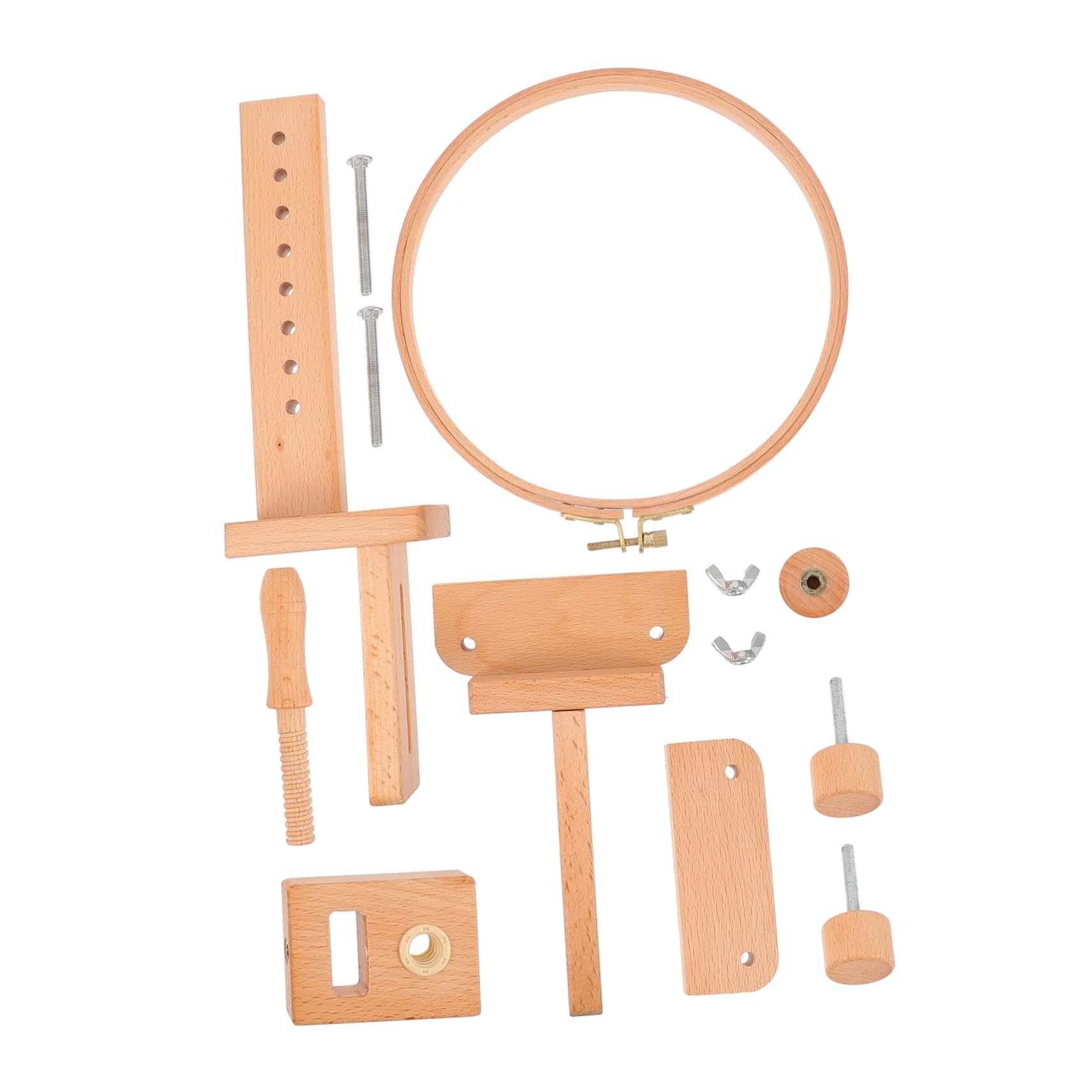 HOMSFOU Cross Stitch Frame Rack Embroidery Tool Set Handmade Embroidery Tool Adjustable Wooden Stand