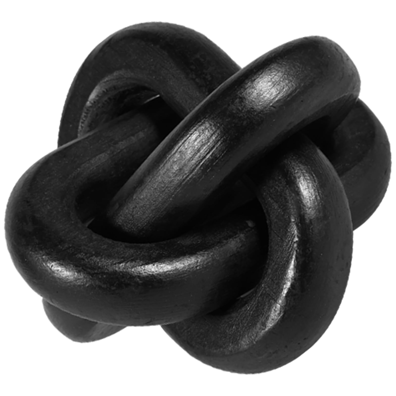 NIHUIFDPY Wood Chain Link Decor, 3 Link Wooden Links Knots Art Decor, 12x12x12cm Rustic Wood Chain Knot Ornament for Living Room Bedroom Office Decorations(black)