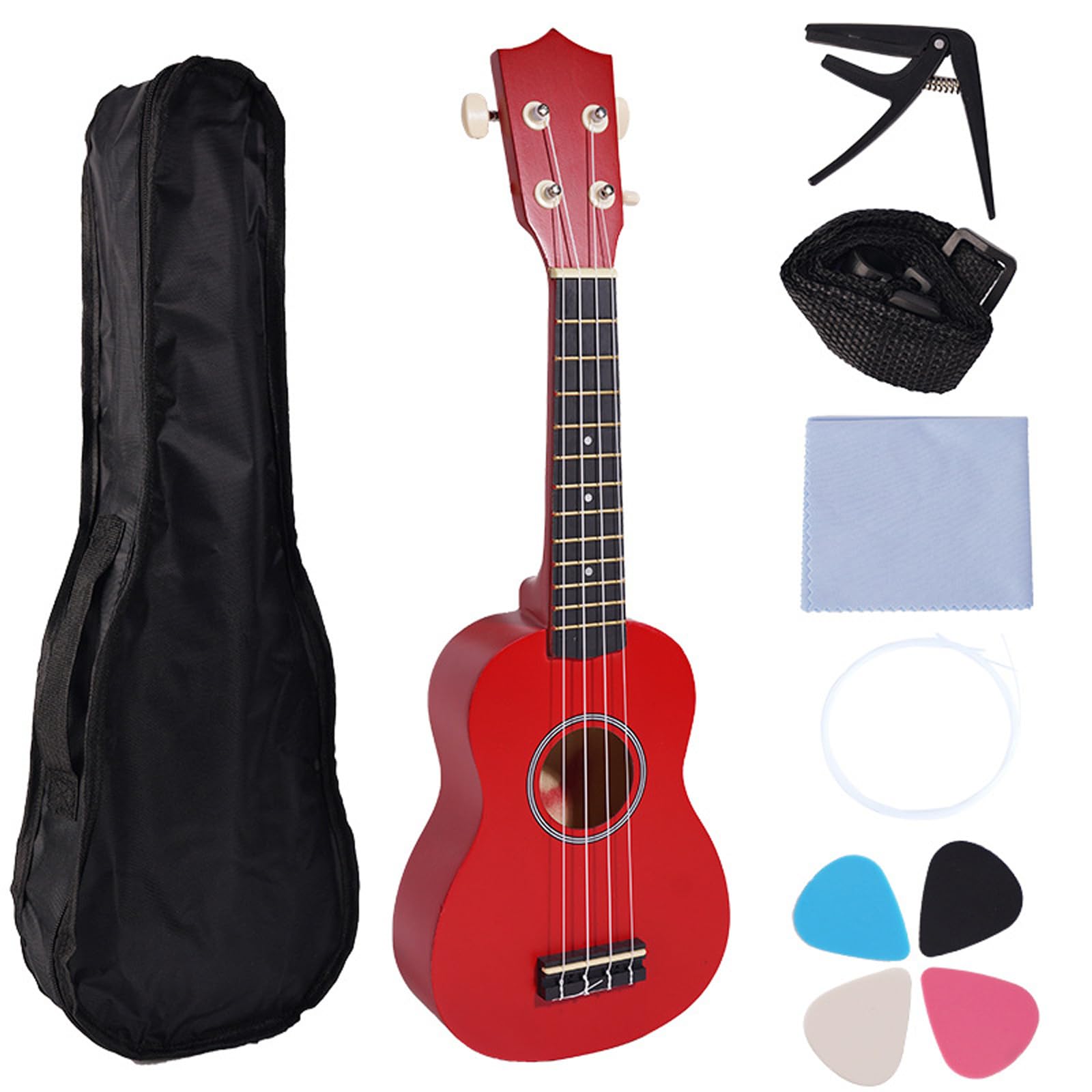 Ukulele piccolo da 21 pollici per principianti, portatile giocattolo di musica, scuola, lezioni di musica, ukulele in legno strutturato per principianti e amanti della musica
