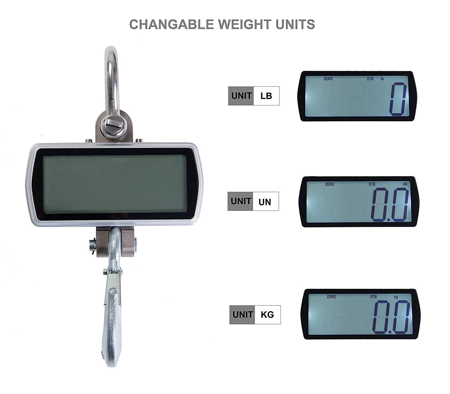 VisionTechShop Digitale Kranwaage, VTS-CD, 907 kg, 1000 kg, robust, kompakt, Hängewaage, Touch-Taste, LCD-Display für Bauernhoffabrik