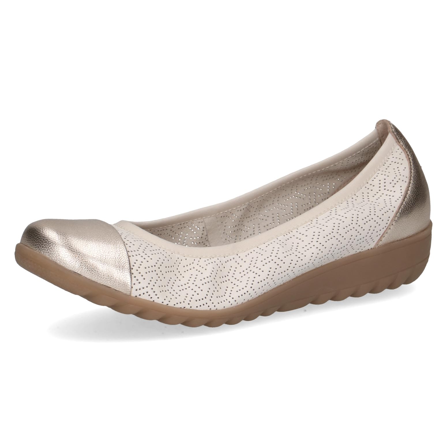 CAPRICE Women's Ballet Flats in Leather, Yellow (Vanilla Comb), 5 UK