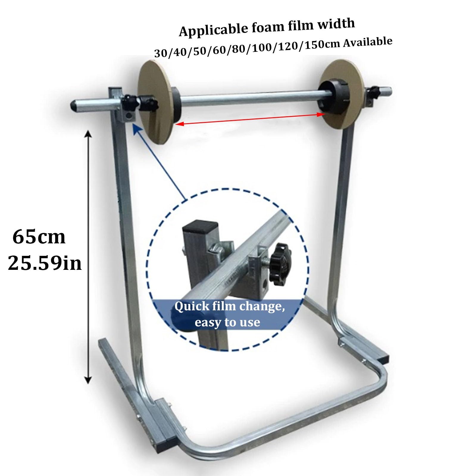 Dispenser per rotolo di pluriball - Supporto verticale per pluriball, in acciaio, dispenser manuale di pellicola in schiuma per imballaggio, trasloco, spedizione,fabbrica,express(100cm/39.37in)