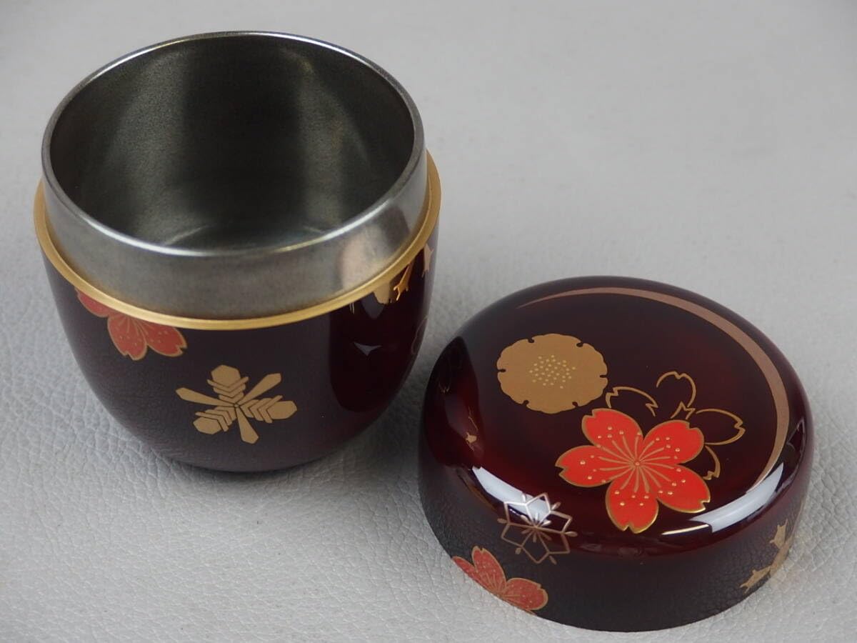 【時代　眞手桶　蒔絵　桜流れ　玉粒】茶道具　骨董　アンティーインテリア 時代 眞手桶 蒔絵 桜流れ 玉粒】茶道具 骨董 アンティー