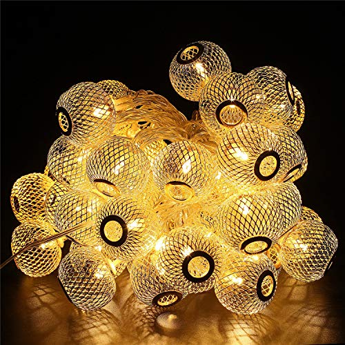 Image of MIRADH 14 Bulb Shape Led Lantern 16ft Long Lantern Fairy Lights Diwali Christmas String Lights Outdoor Decorative Lights for Garden,Home,Party,Bedroom (Warm White Golden Ball)