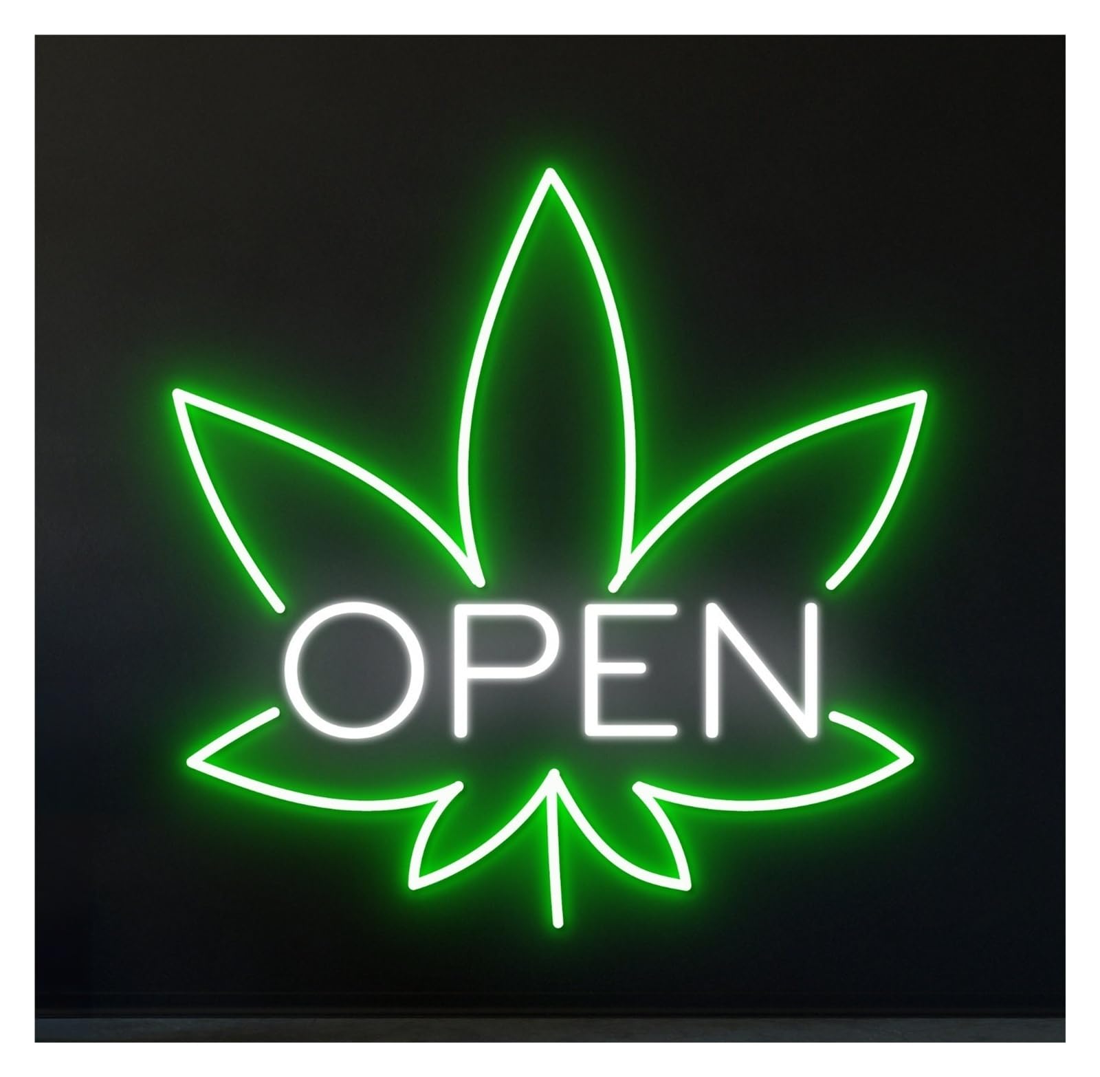 RONGCH Hanging Art Signs Weed Open Neon Sign Storefront Window Display Business Entrance Gameroom Bedroom Bar Livingroom Birthday Party Wall Decoration 50cm