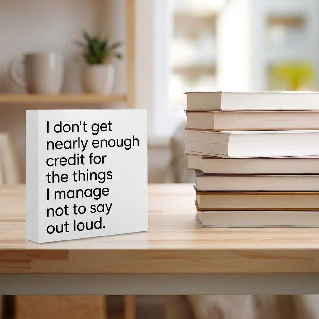 Funny Office Desk Decor Wooden Sign 5x5 Inch image 3