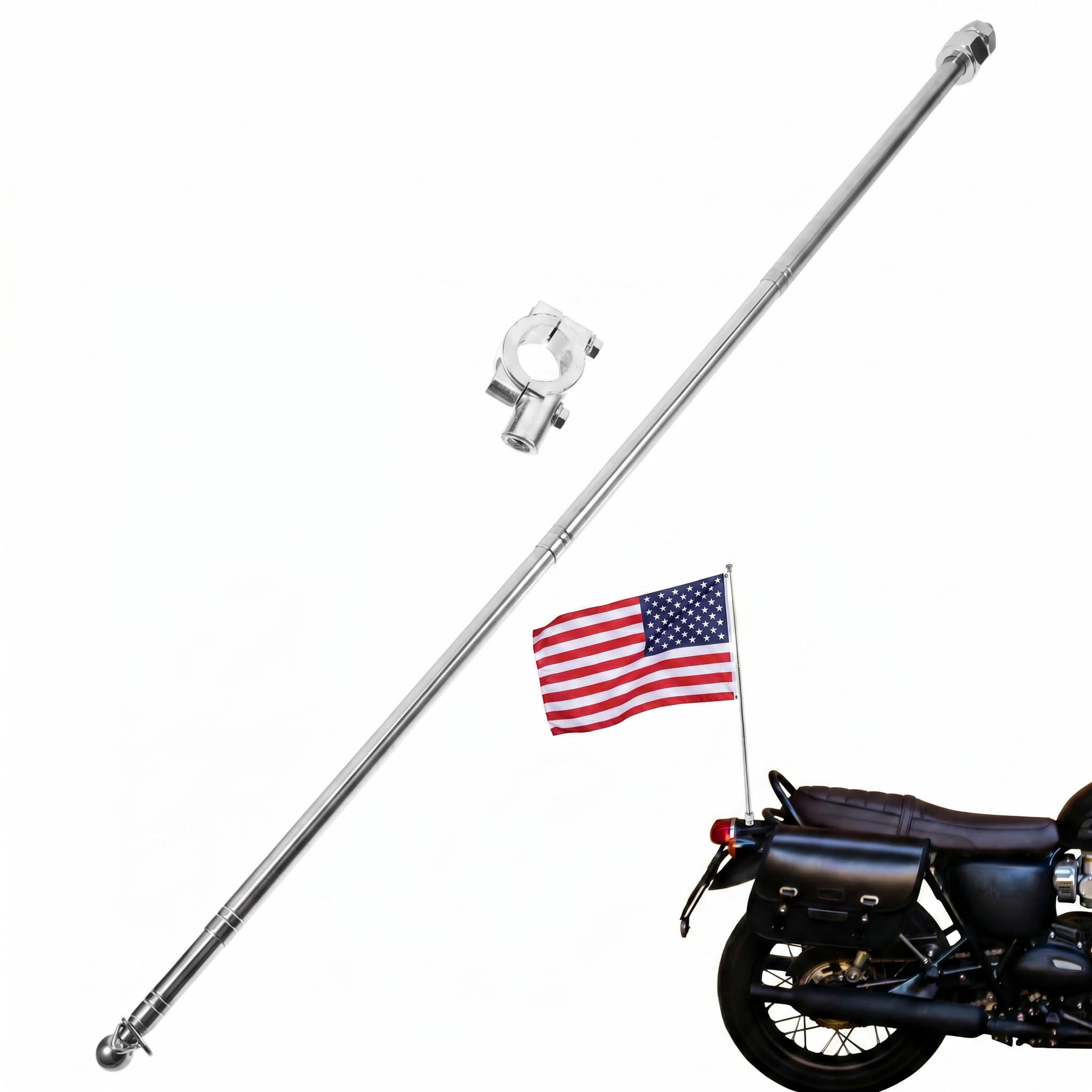 Mât de drapeau de moto extensible en aluminium réglable pour VTT et vélo