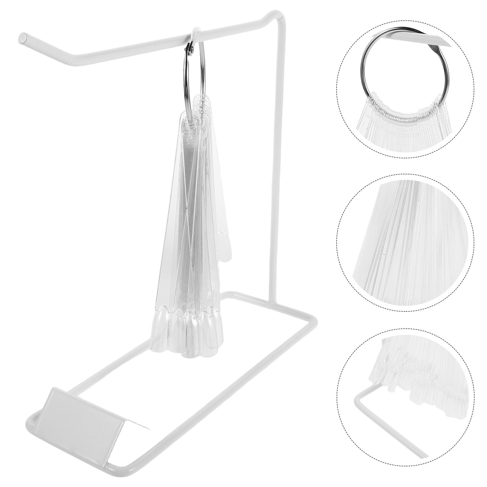 COLLBATH Muestrario de Uñas Cuadradas 50 Piezas Soporte de Hierro y Aro Redondo para Exhibición en Salones de Manicura y Práctica de Esmaltes Acrílicos Duraderos