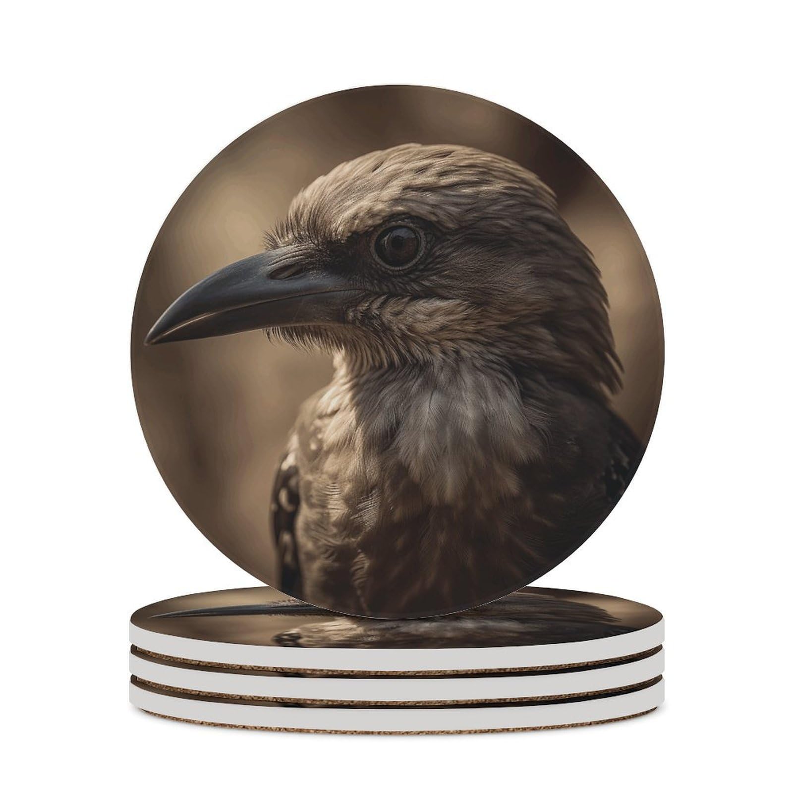 Dessous de verre pour boissons en céramique avec liège table basse oiseaux 4x