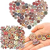 ⭐【Patrones vintage y de estrellas】 Los botones de artesanía están impresos con coloridos y hermosos patrones geométricos botánicos y patrones de estrellas. Con un aspecto muy retro, este estilo es muy popular entre adultos y niños. Diferentes permutaciones y combinaciones crean hermosos efectos artísticos.