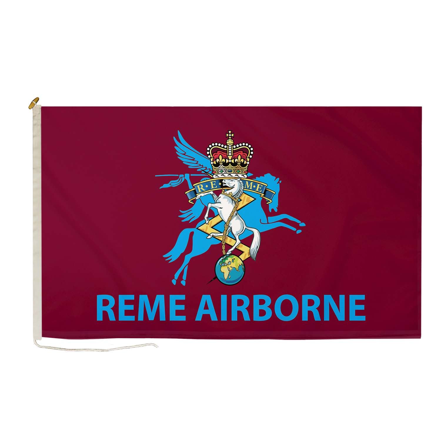 DuraFlag REME Airborne Small Courtesy Flag 20x12 Inch Premium Quality With Rope & Toggle Reinforced Stitching 50x30cm Royal Electrical and Mechanical Engineers Airborne Flag Heavy Duty Polyester