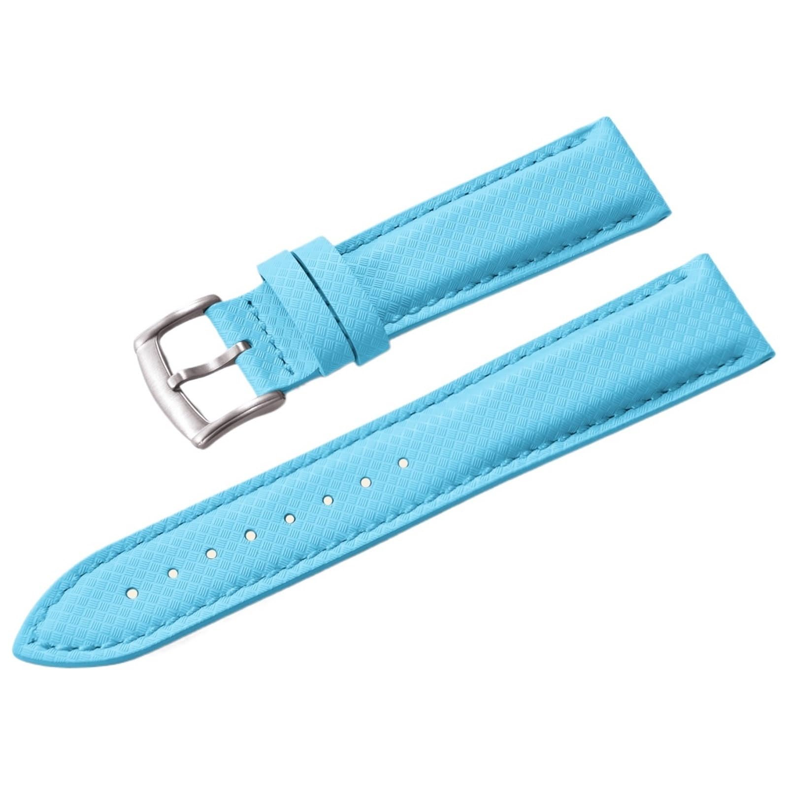 Generico Bracelet en toile pour voiles composite - Couches de cuir avec boucle, 18-22 mm(Sky Blue-Silver B,19mm)