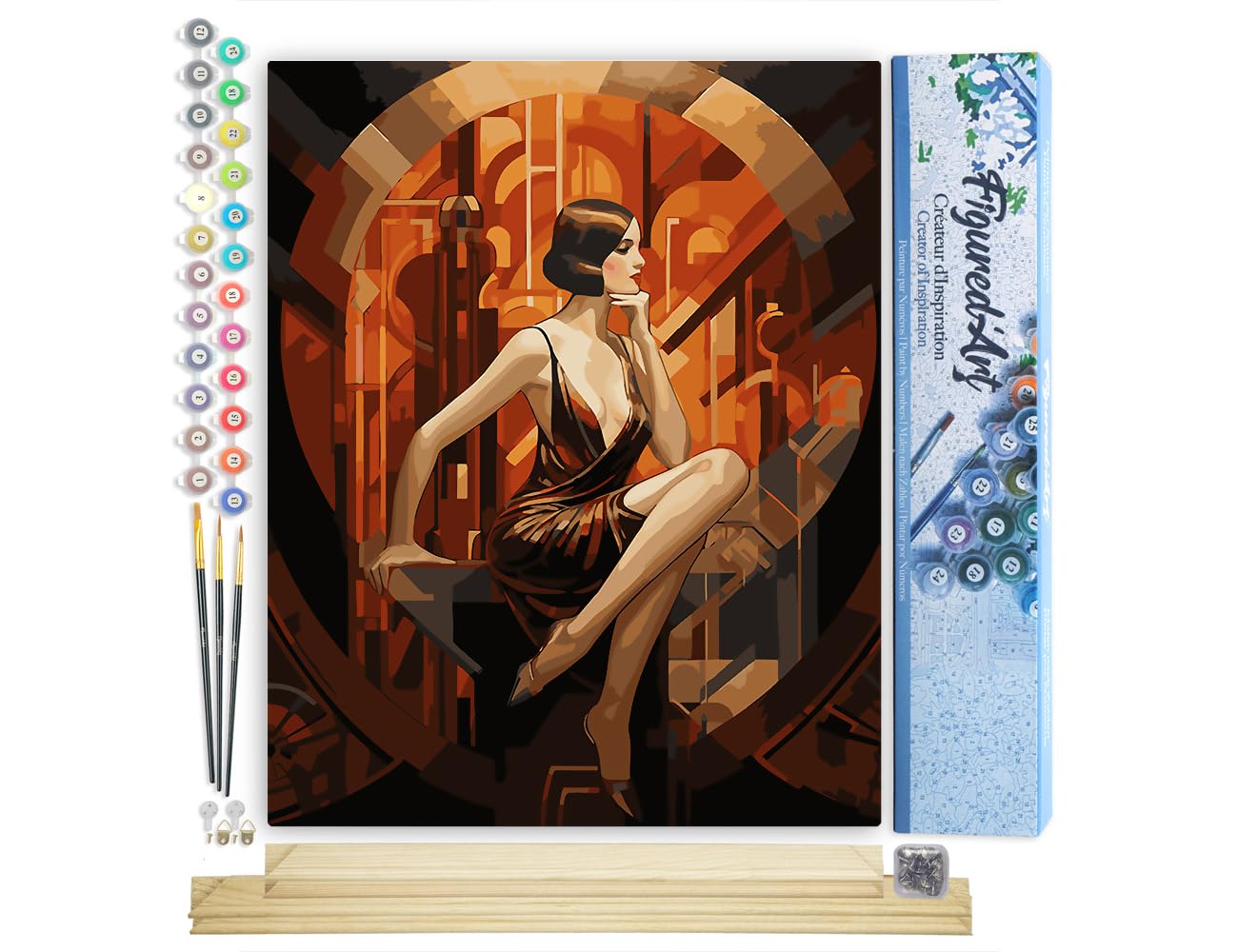 Figured'Art Peinture par Numéro Adulte Femme Art Déco - Activité Manuelle Kit de Loisir Créatif DIY Numéro d'Art Complet - 40x50cm sans châssis en