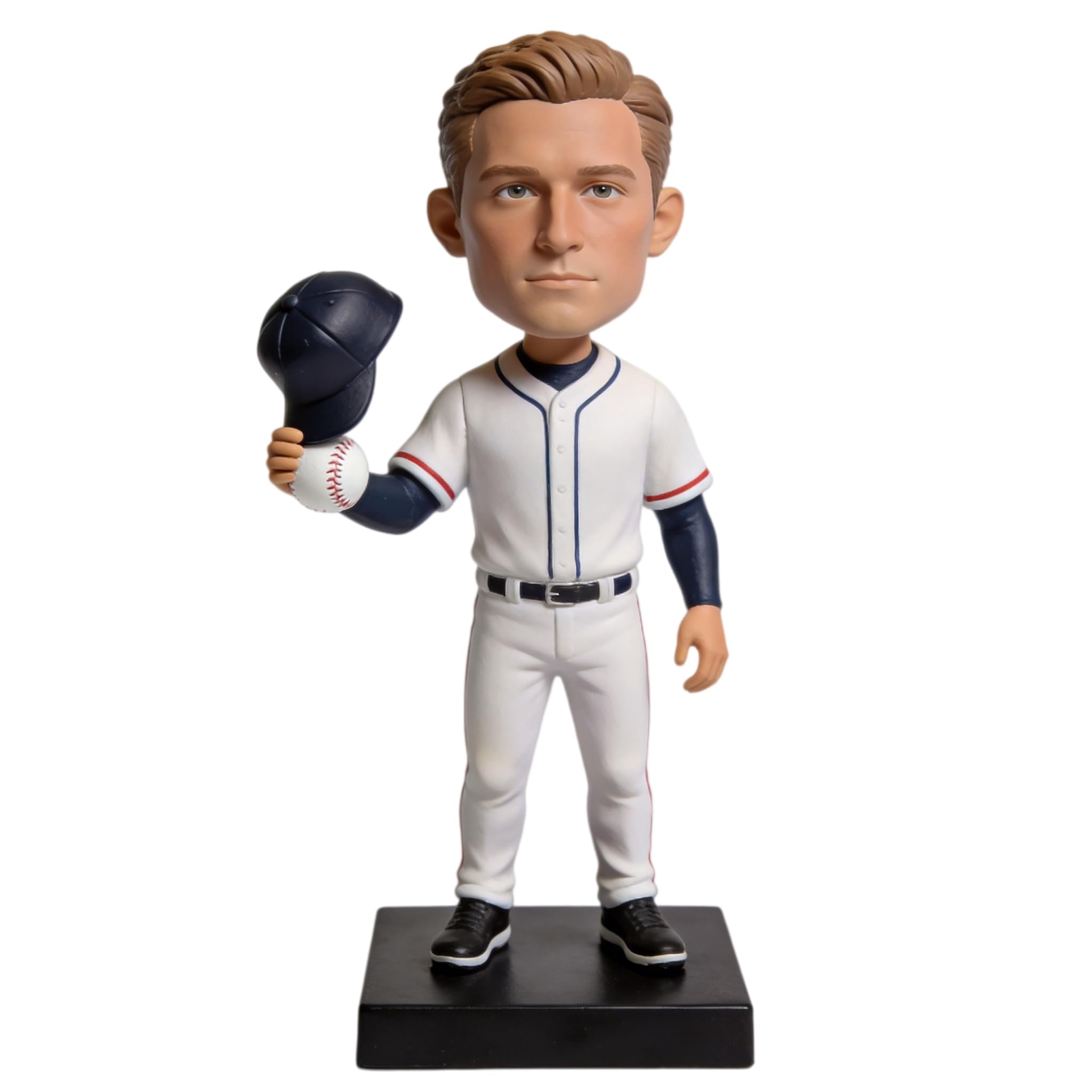 Bobblehead de joueur de baseball personnalisé, figurine 3D personnalisée à partir de la photo, statue intégrale en argile polymère faite à la main avec mini baseball et casquette, cadeau pour