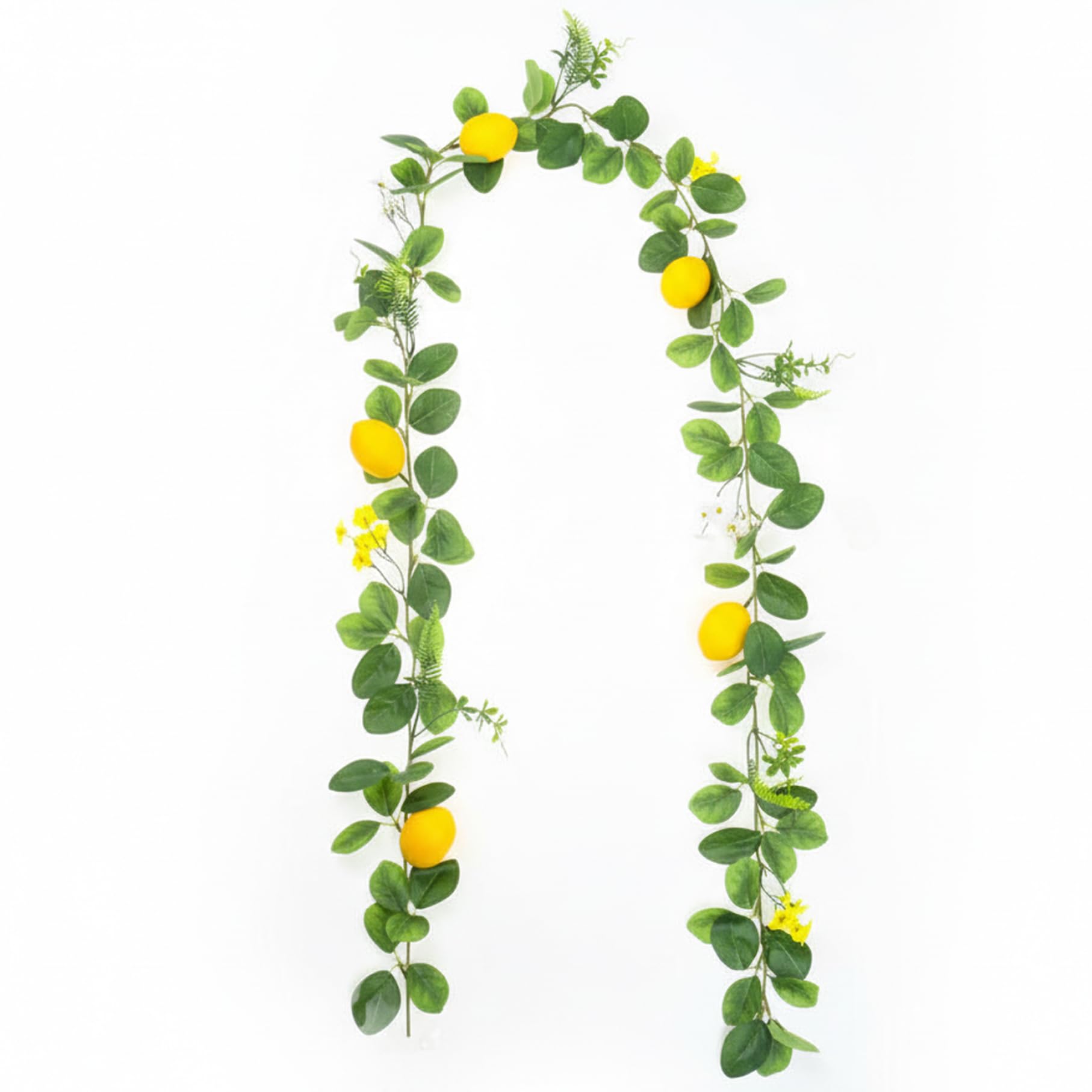 Qoidrfofse Artificial Lemon Garland, 200cm Realistic Lemon Vine with Greenery, Leaves and Flowers, Fruit Garlands for Spring Home Decor, Party Decorations