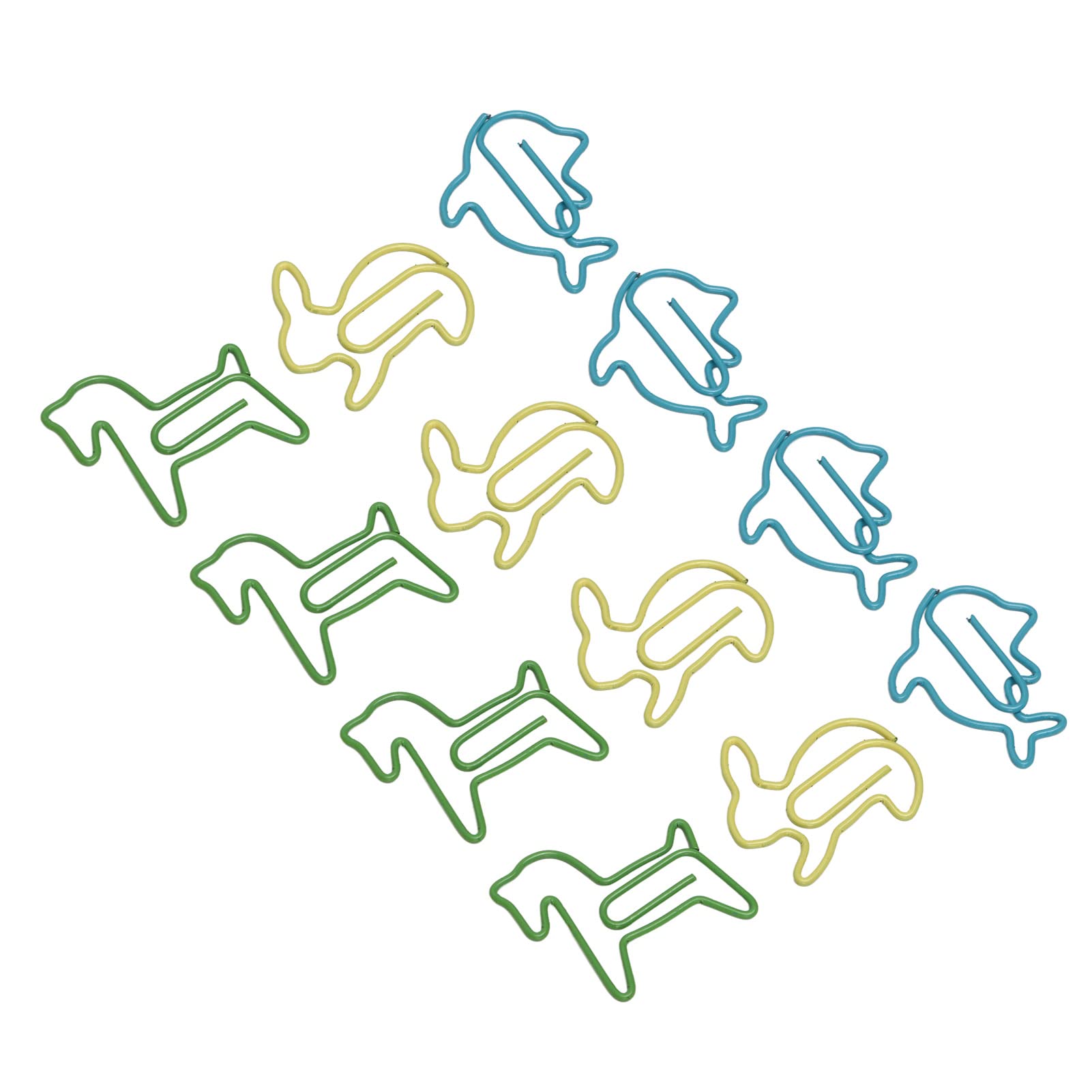 Yctze Clips de Papel, Clips de Papel de Metal, Mini Innovador Combo de Delfín de Conejo, Pequeños de Metal para Papeleo, Oficina, Escuela, 32 Cajas, 3 Colores
